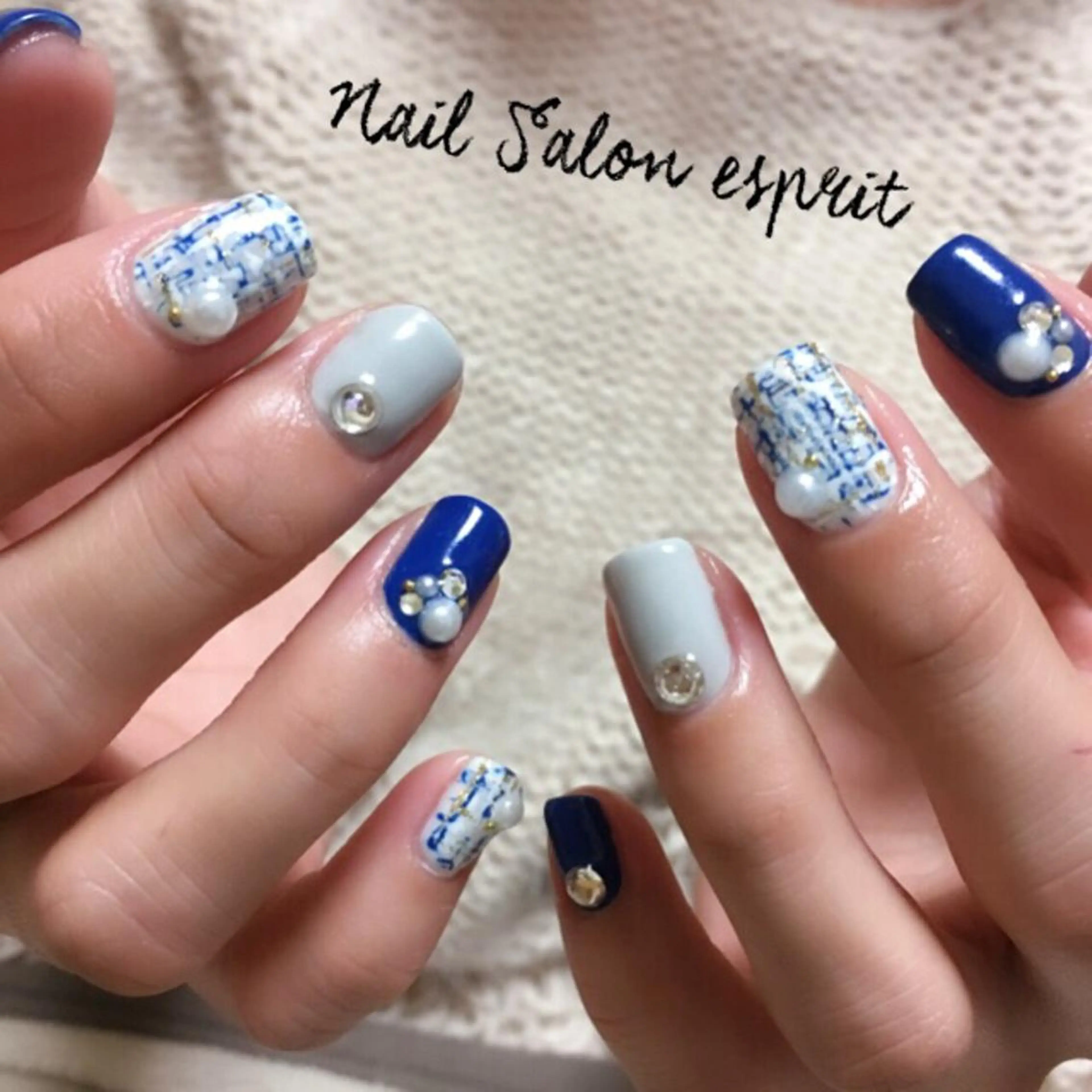 ネイル スクエアネイル ツイードネイル Nail Salon espritのネイルデザイン