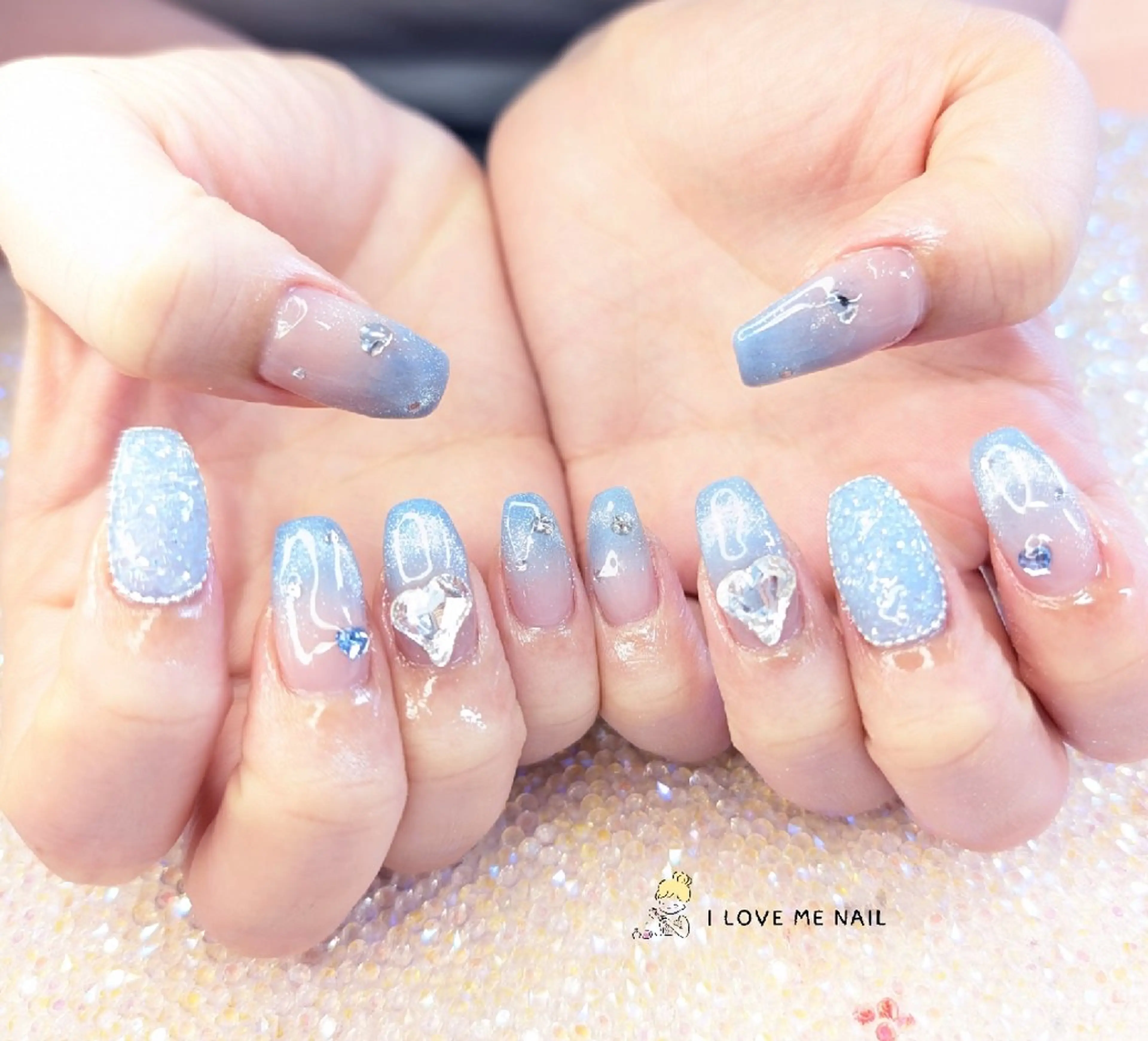 ネイル 長さ出し ハート 韓国ネイル マグネットネイル ニュアンスネイル I LOVE ME NAIL.。.:*♡のネイルデザイン