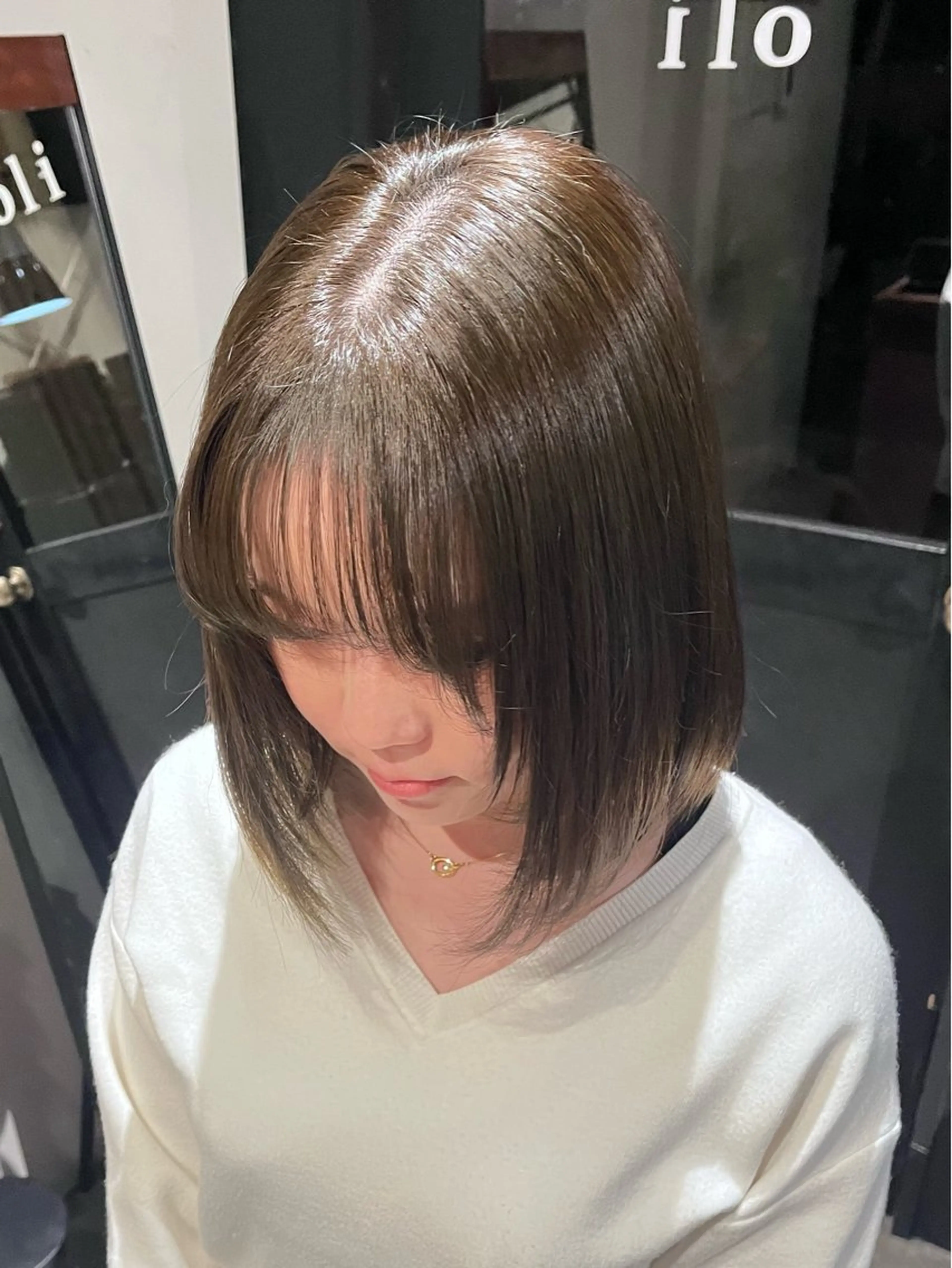 【ショート、ボブ】ブリーチなしワンカラー🩵👩の写真