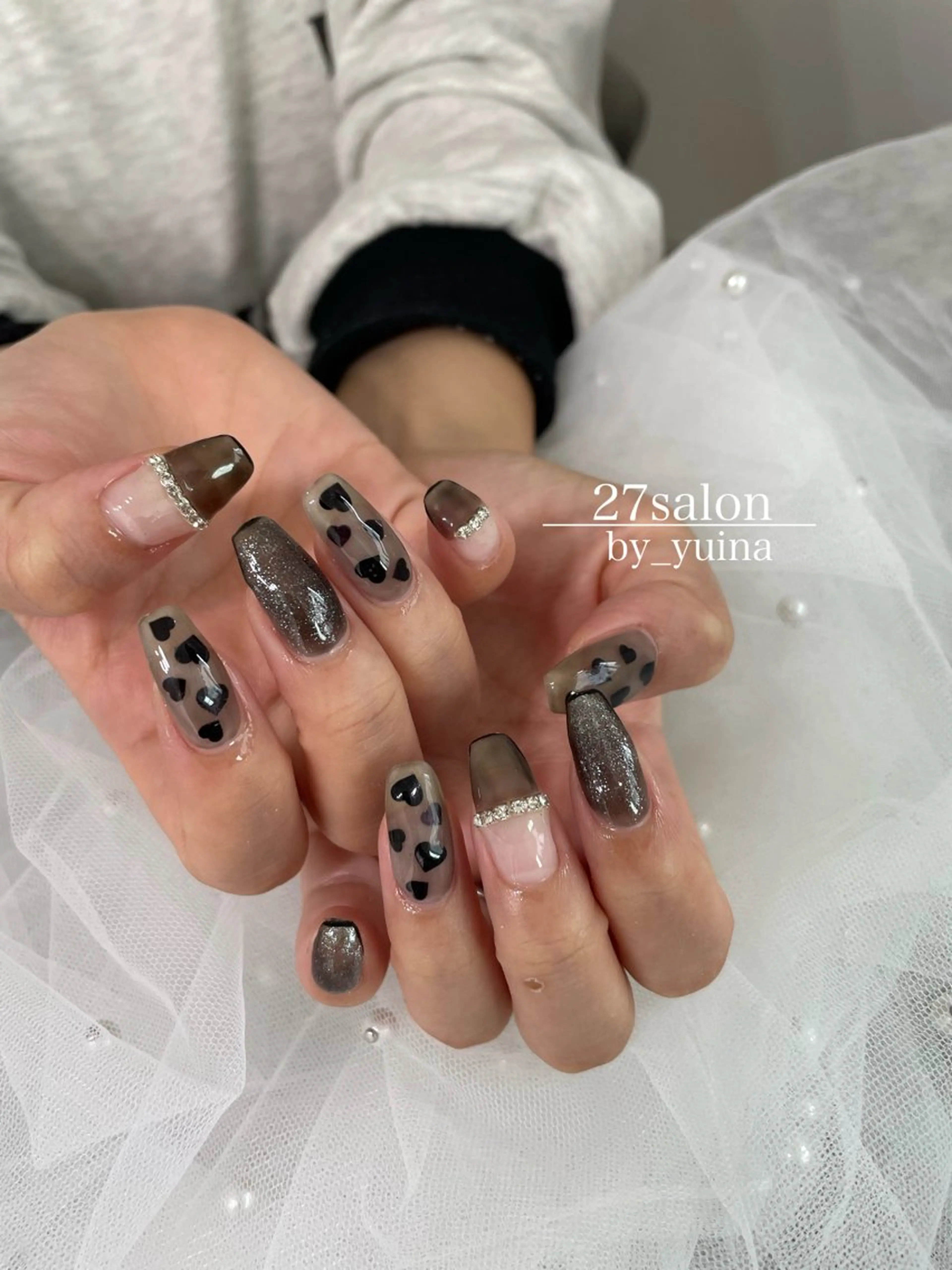 ネイル ドット ハート ハンドネイル 27salon yuinaのネイルデザイン