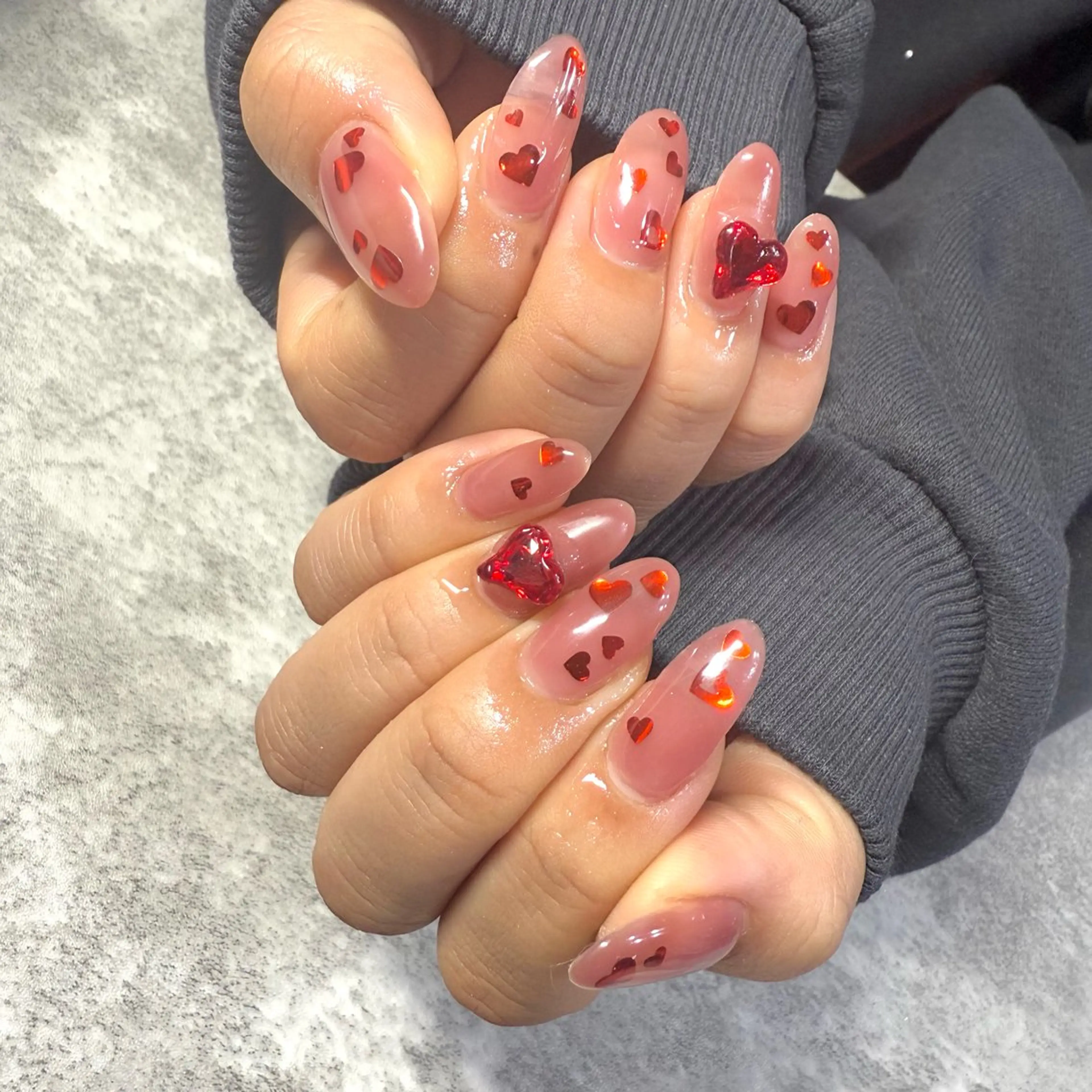 ネイル ハート バレンタイン ハンドネイル ★Rinail... .のネイルデザイン