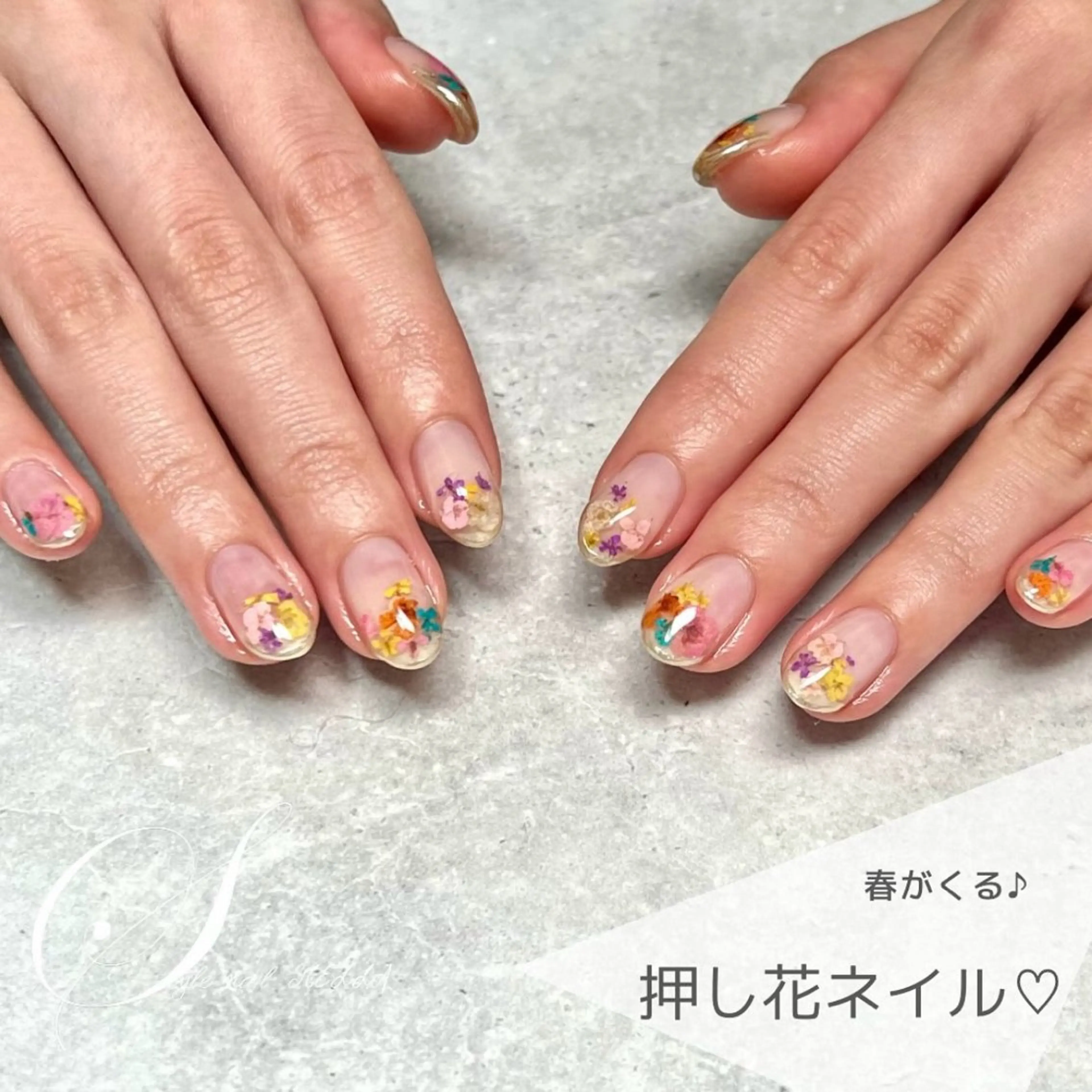 ネイル アートネイル ミラーネイル 春ネイル ハンドネイル ステラ marikominoのネイルデザイン