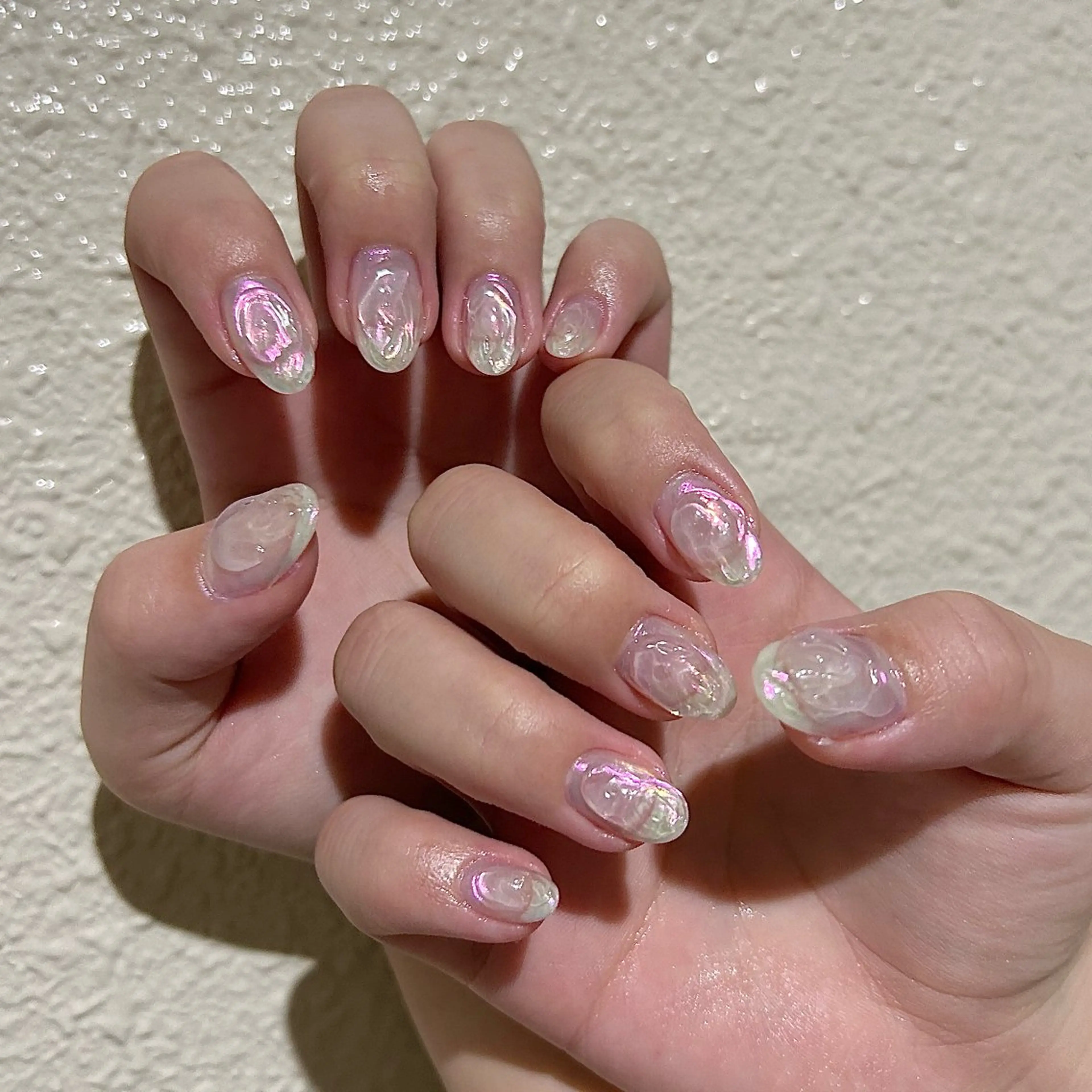 ネイル クリアネイル パラあり！フィルイン 美フォルムのネイルデザイン