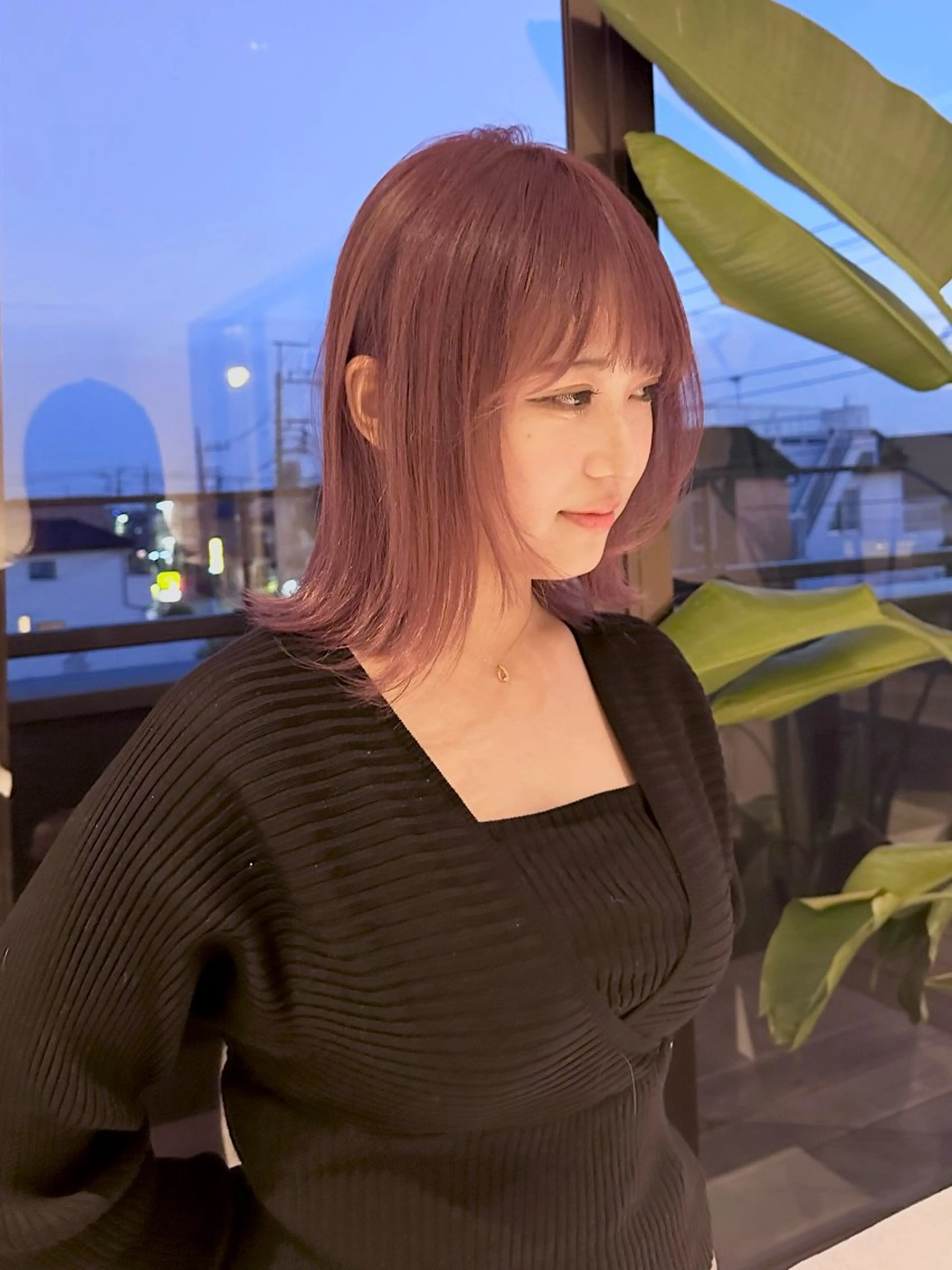 ミディアム カラー ラベンダーカラー ピンクカラー ピンクラベンダー ヘアカラー トリートメント 韓国系/ウルフ/ ブリーチ/常角友野のヘアスタイル