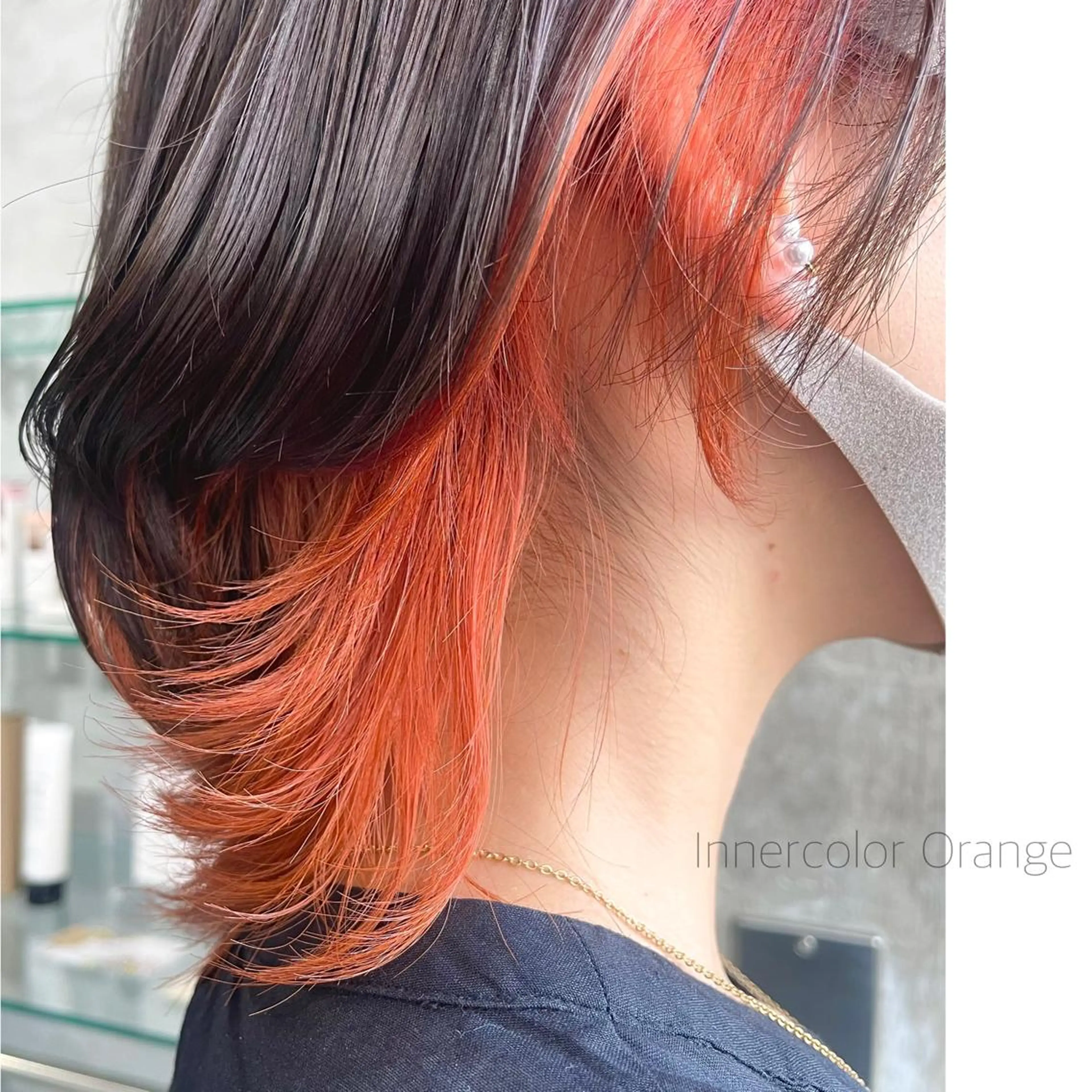 ショート カラー インナーカラー オレンジ Emily所属・永石 知沙希のマツエク・マツパデザイン