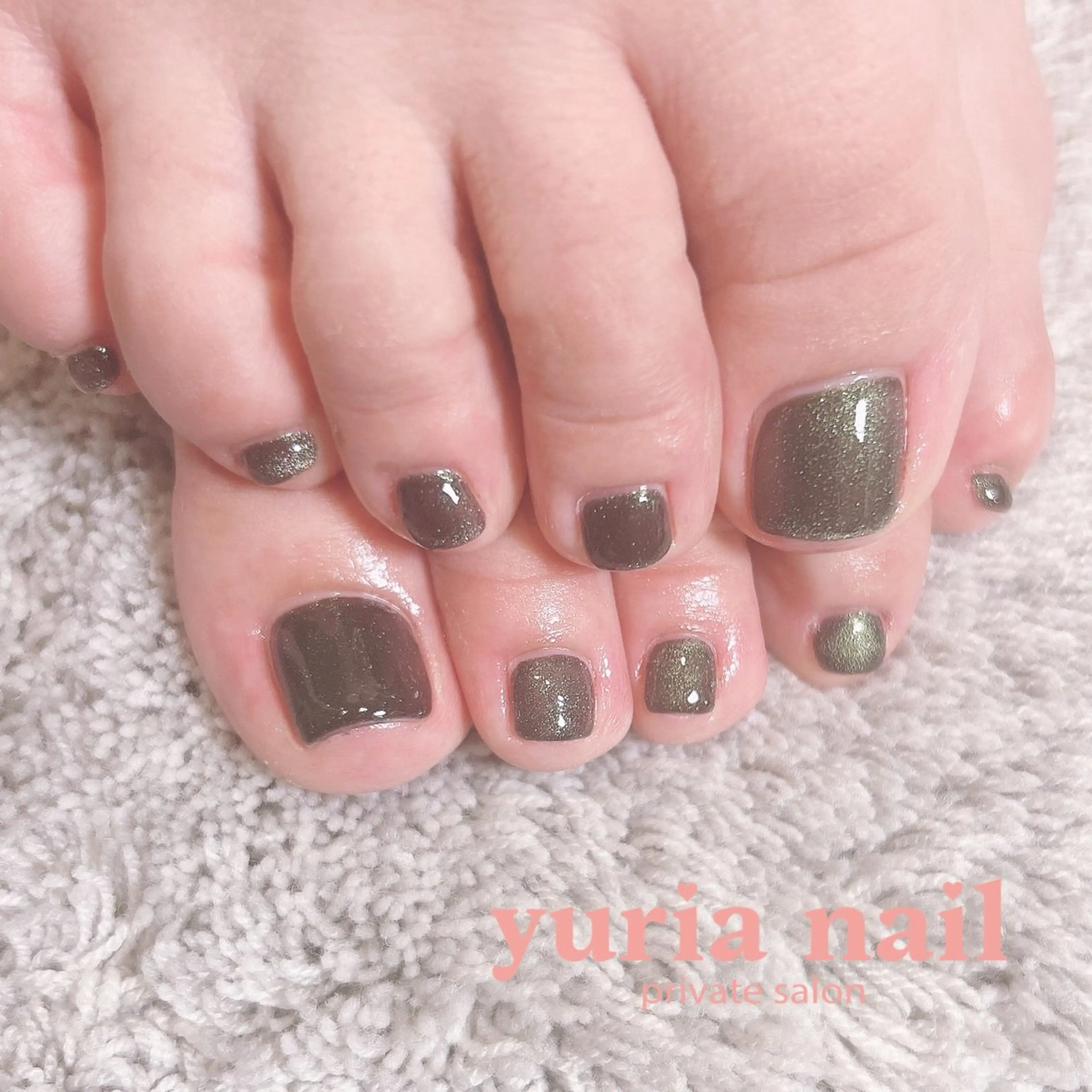 ネイル アートネイル フットネイル ジェルネイル グリーン マグネットネイル 小林 ゆりあのネイルデザイン