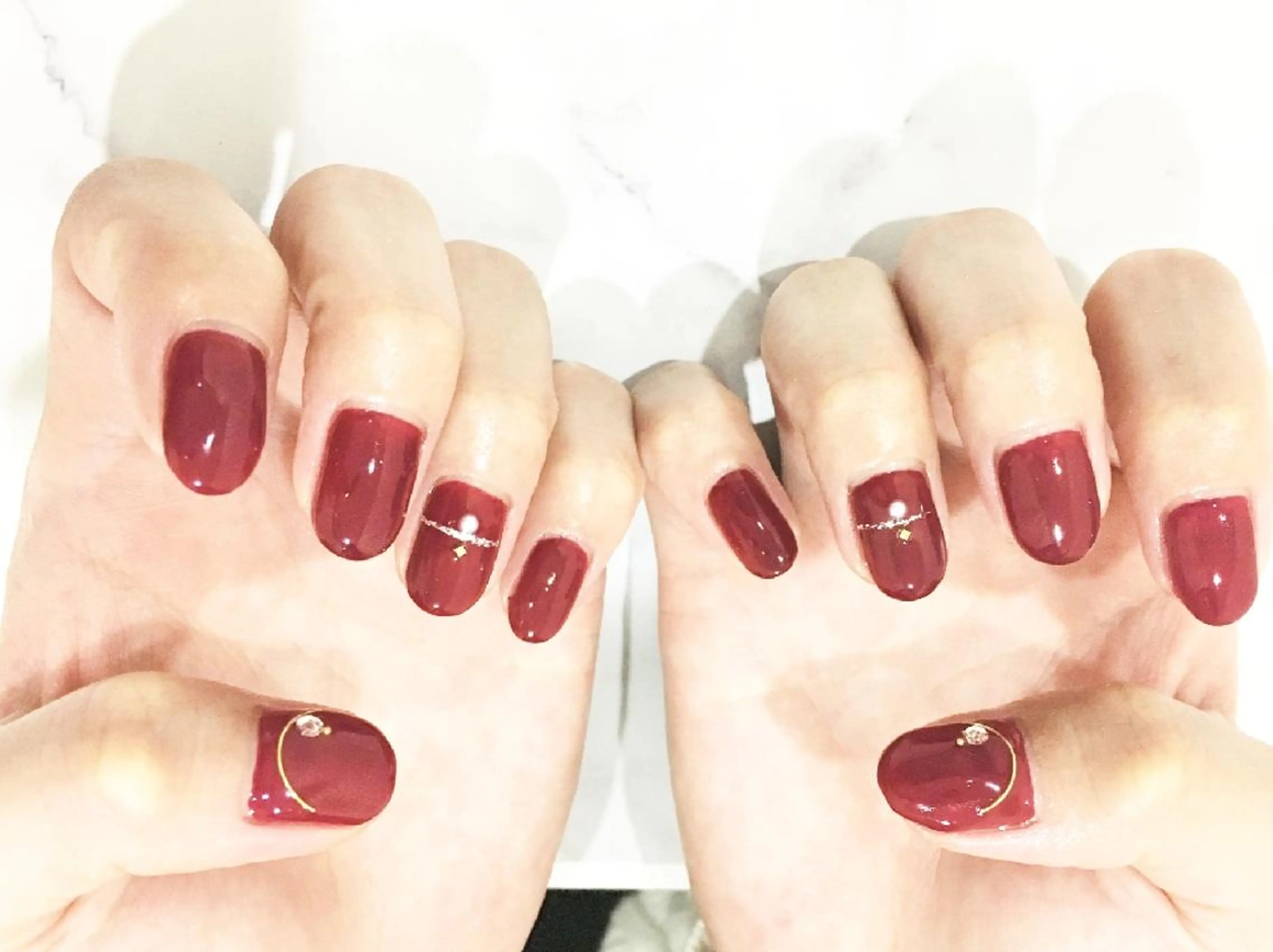 ネイル ボルドー フラワーネイル ワンカラーネイル HIRATA RIEのネイルデザイン