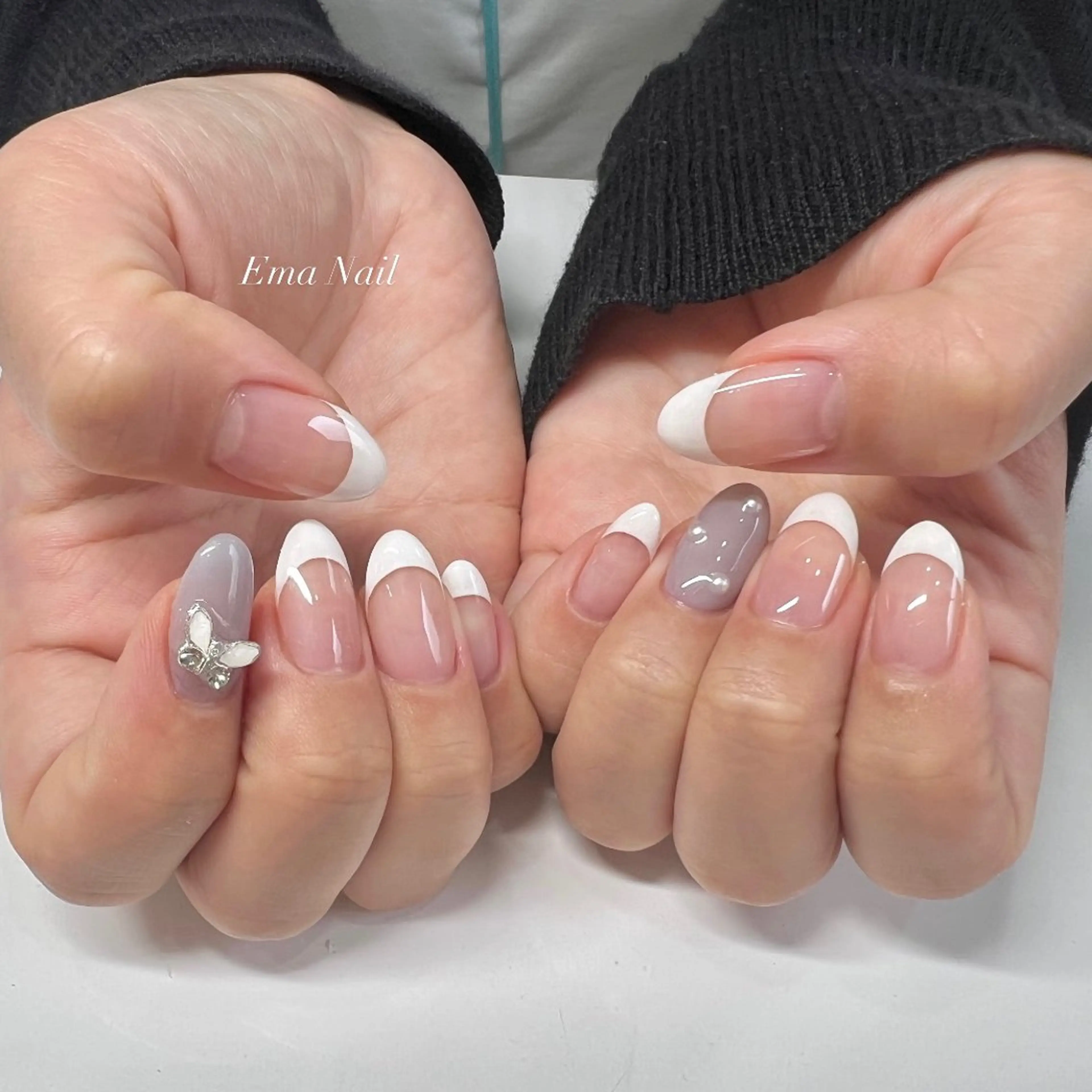 ネイル フレンチネイル ハンドネイル EmaNail＋KIHAKUYA東大阪瓢箪山店所属・EmaNail YUIのネイルデザイン