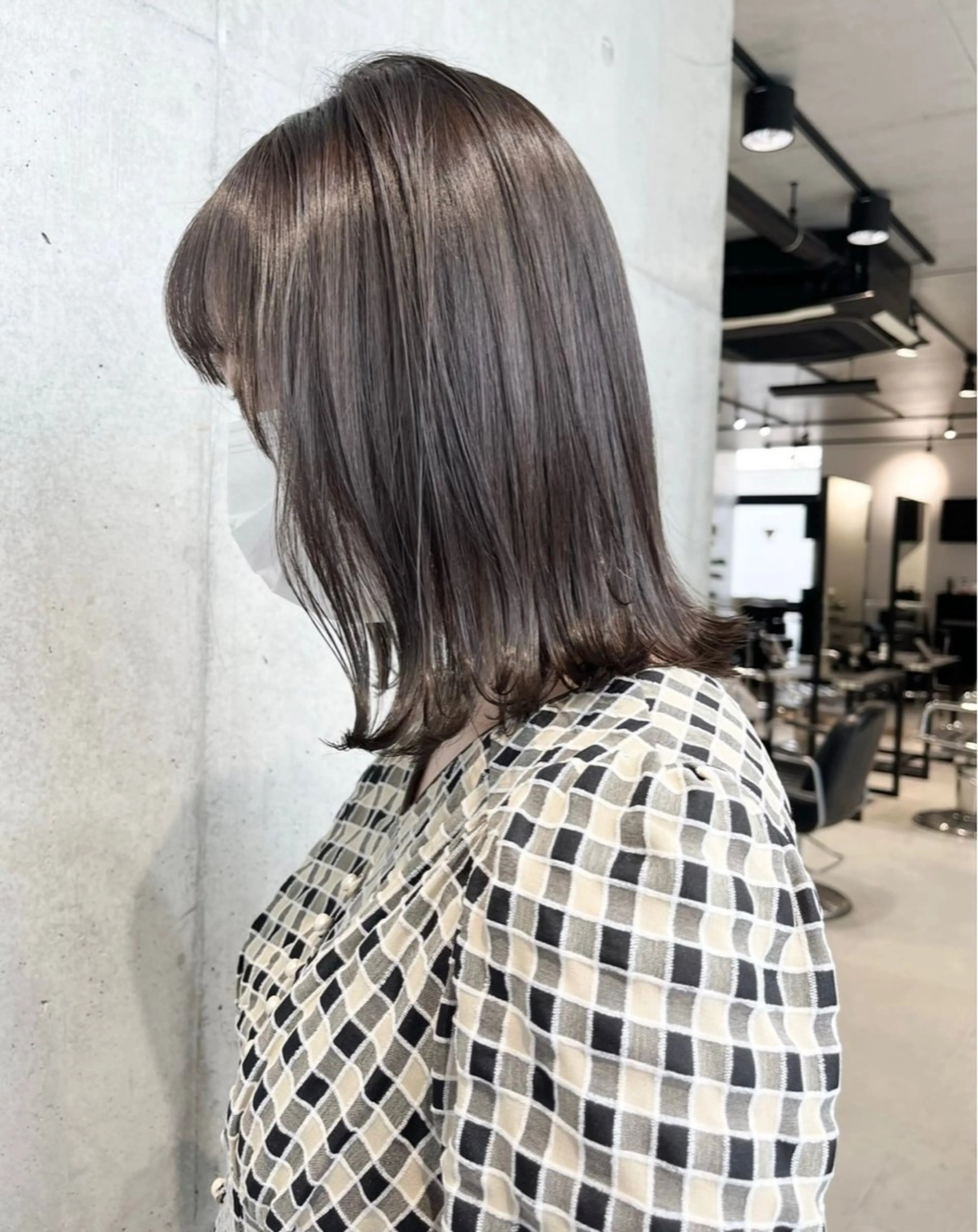 ミディアム カラー パーマ カット ヘアカラー トリートメント ヘアセット 透明感/オリーブ/ グレージュ/YUKAのヘアスタイル