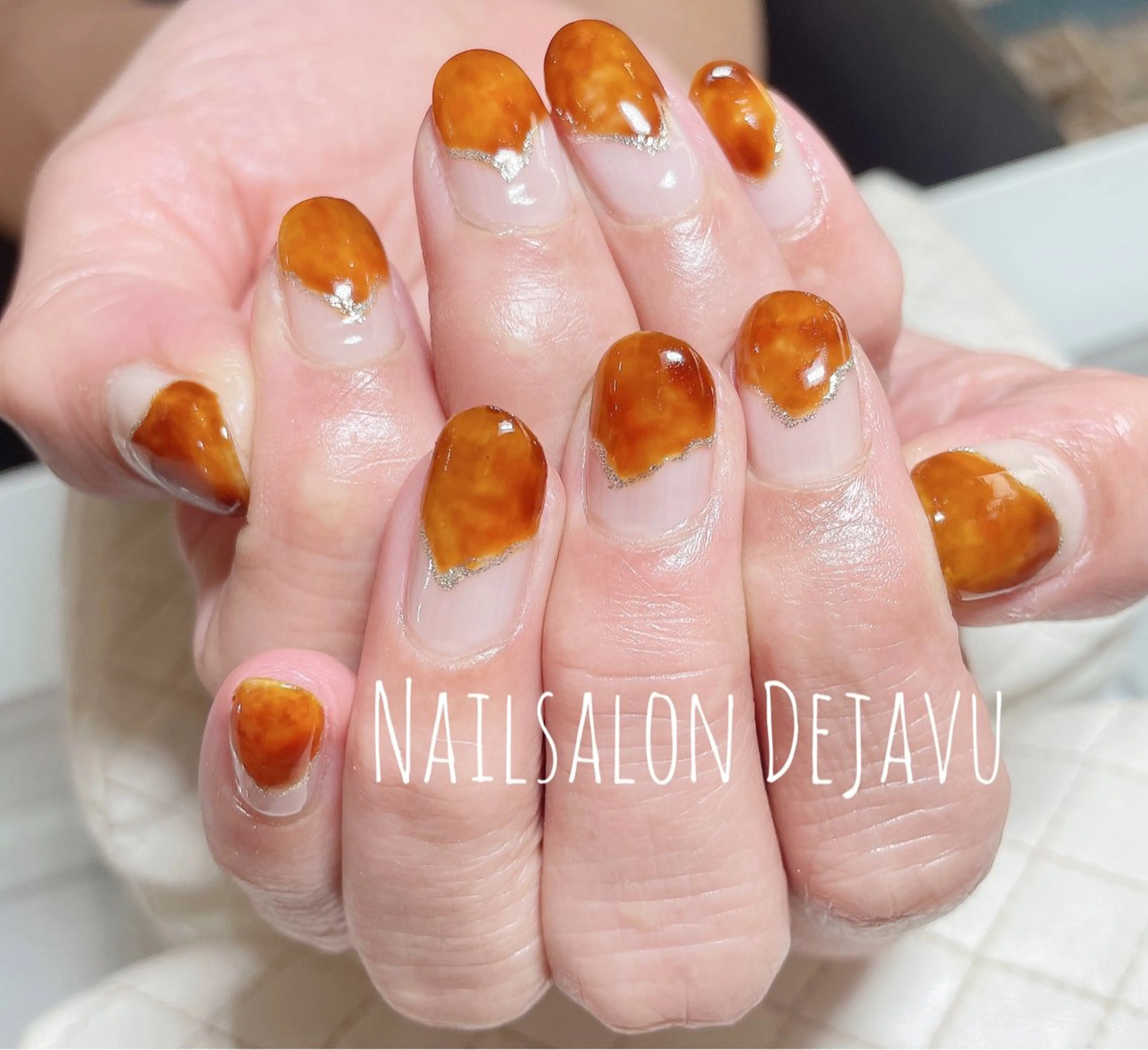 ネイル べっ甲ネイル フレンチネイル ハンドネイル Nailsalon Dejavuのネイルデザイン