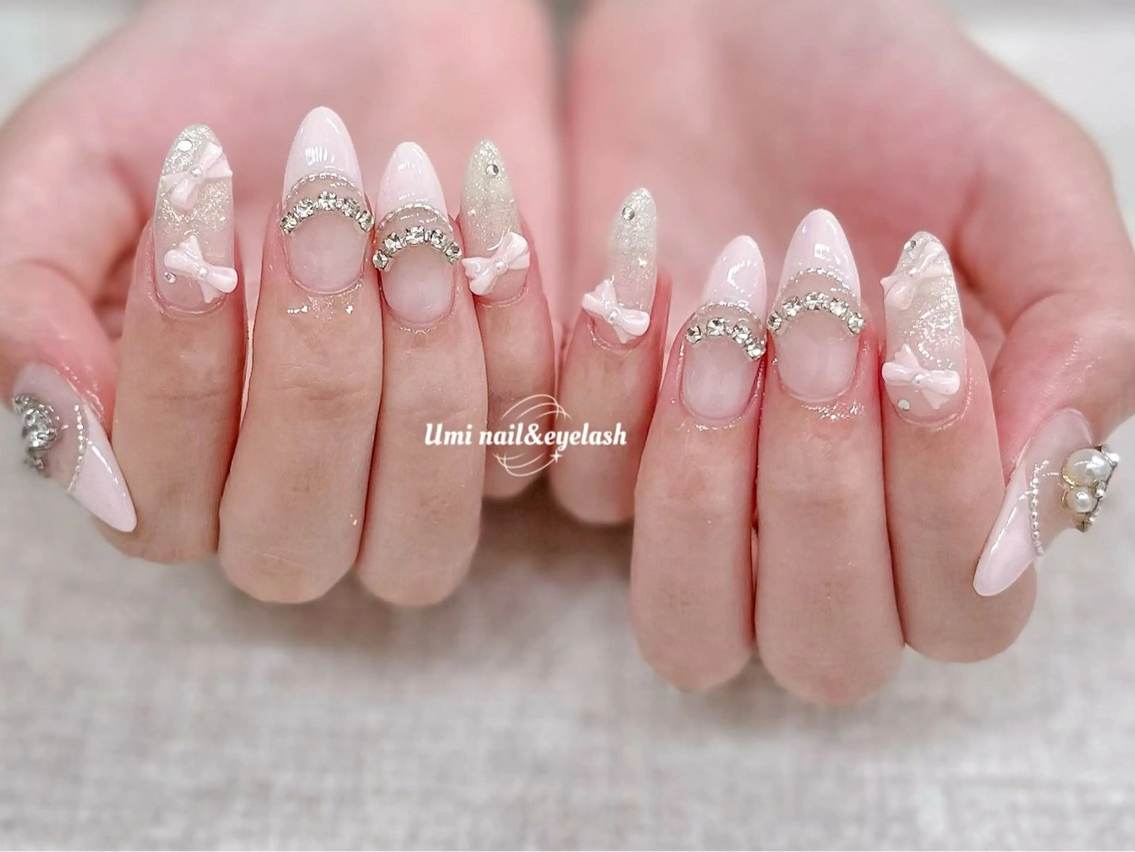 ネイル 長さ出し フレンチネイル ジェルネイル ガラスフレンチ 韓国ネイル Umi nail& eyelashのネイルデザイン