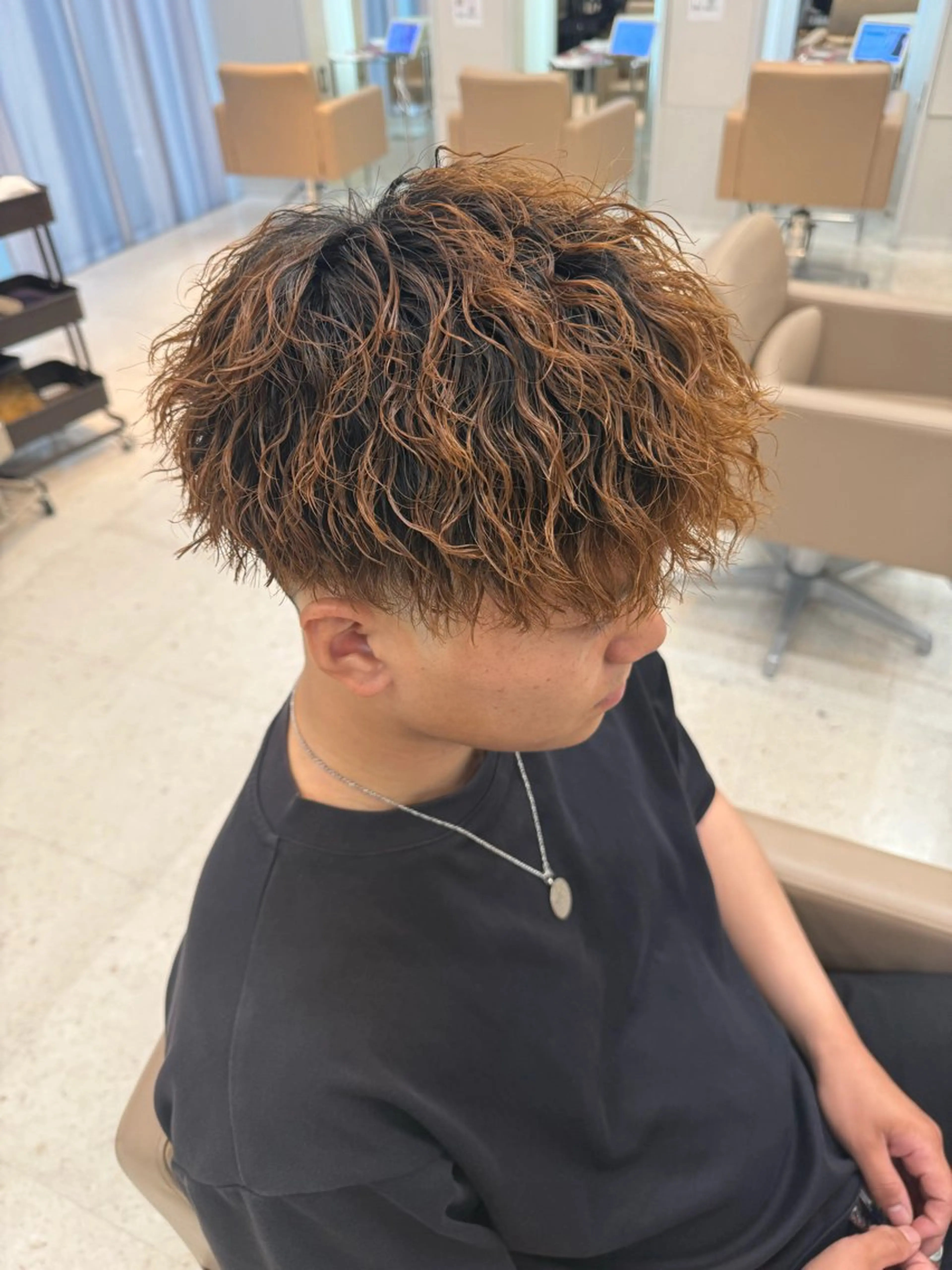 ショート カラー パーマ ヘアアレンジ メンズ キッズ フェードカット 【メンズパーマ特化】 壱岐祥一朗のヘアスタイル