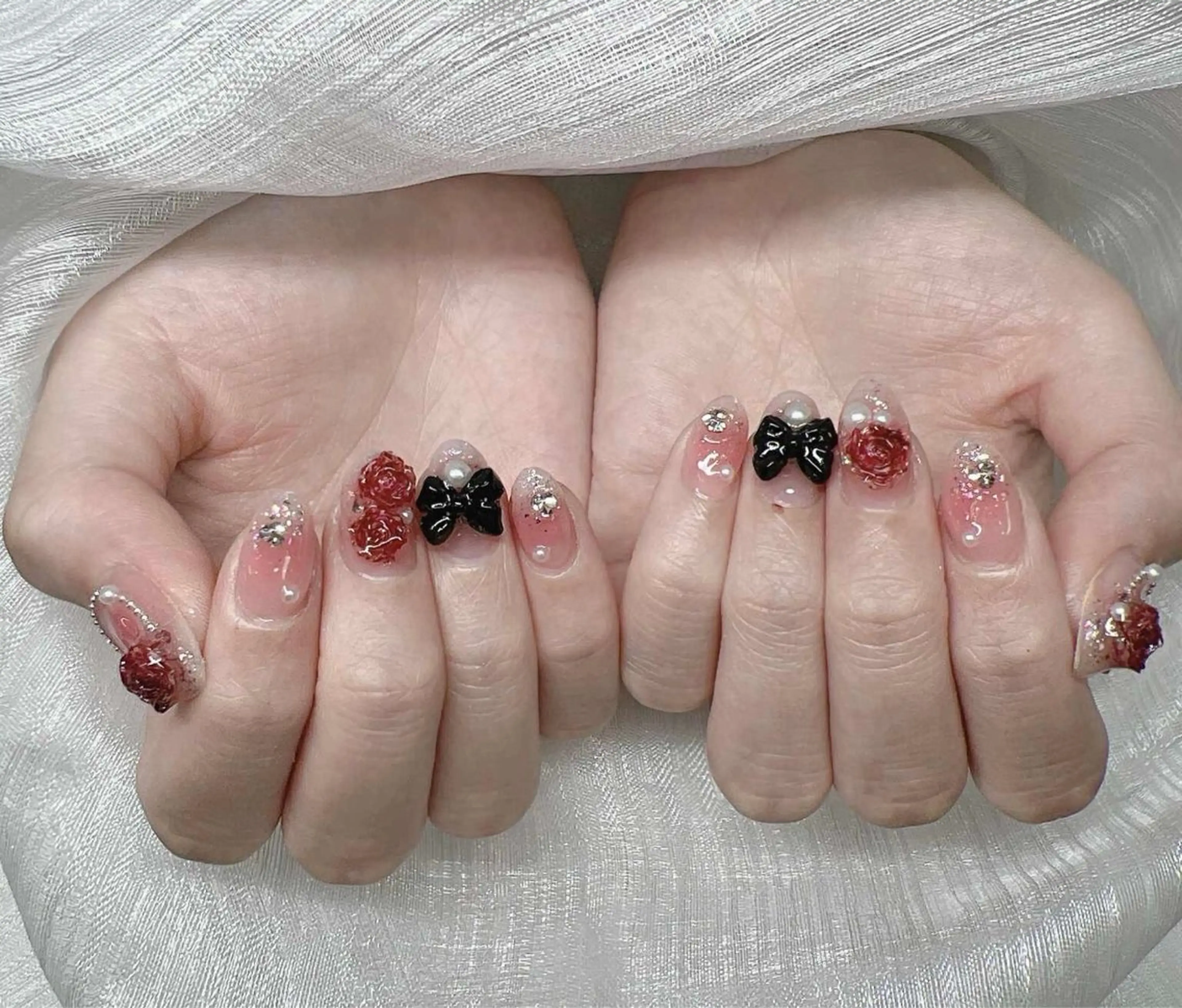 ネイル 長さ出し グラデーション 卒業式 キラキラネイル マグネットネイル ハンドネイル Lee Nailsのネイルデザイン