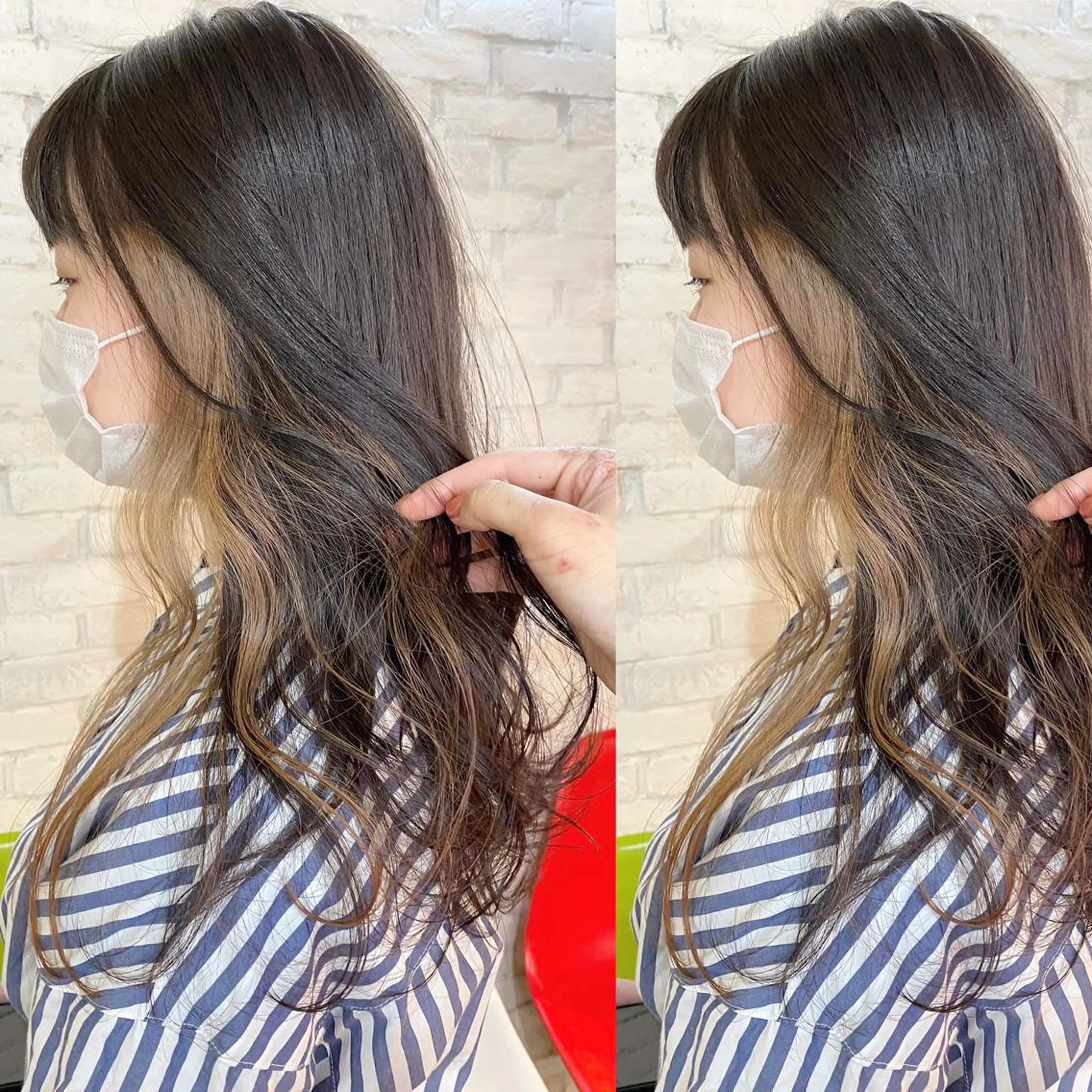 セミロング カラー インナーカラー カット ヘアカラー トリートメント ツキノキ ミナのヘアスタイル