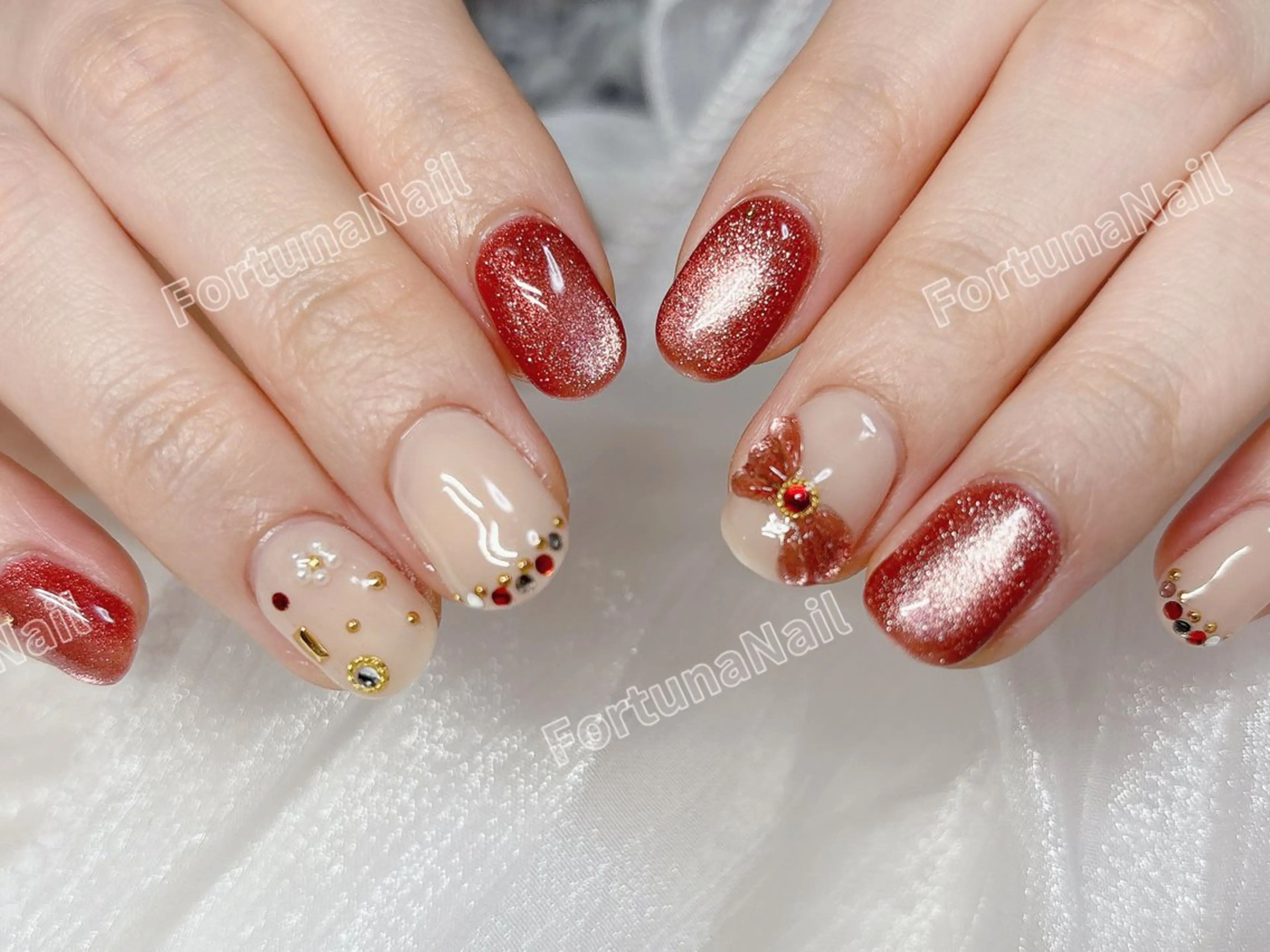 ネイル 成人式 持ち込み ハンドネイル Nail •Head スパFortunaのネイルデザイン