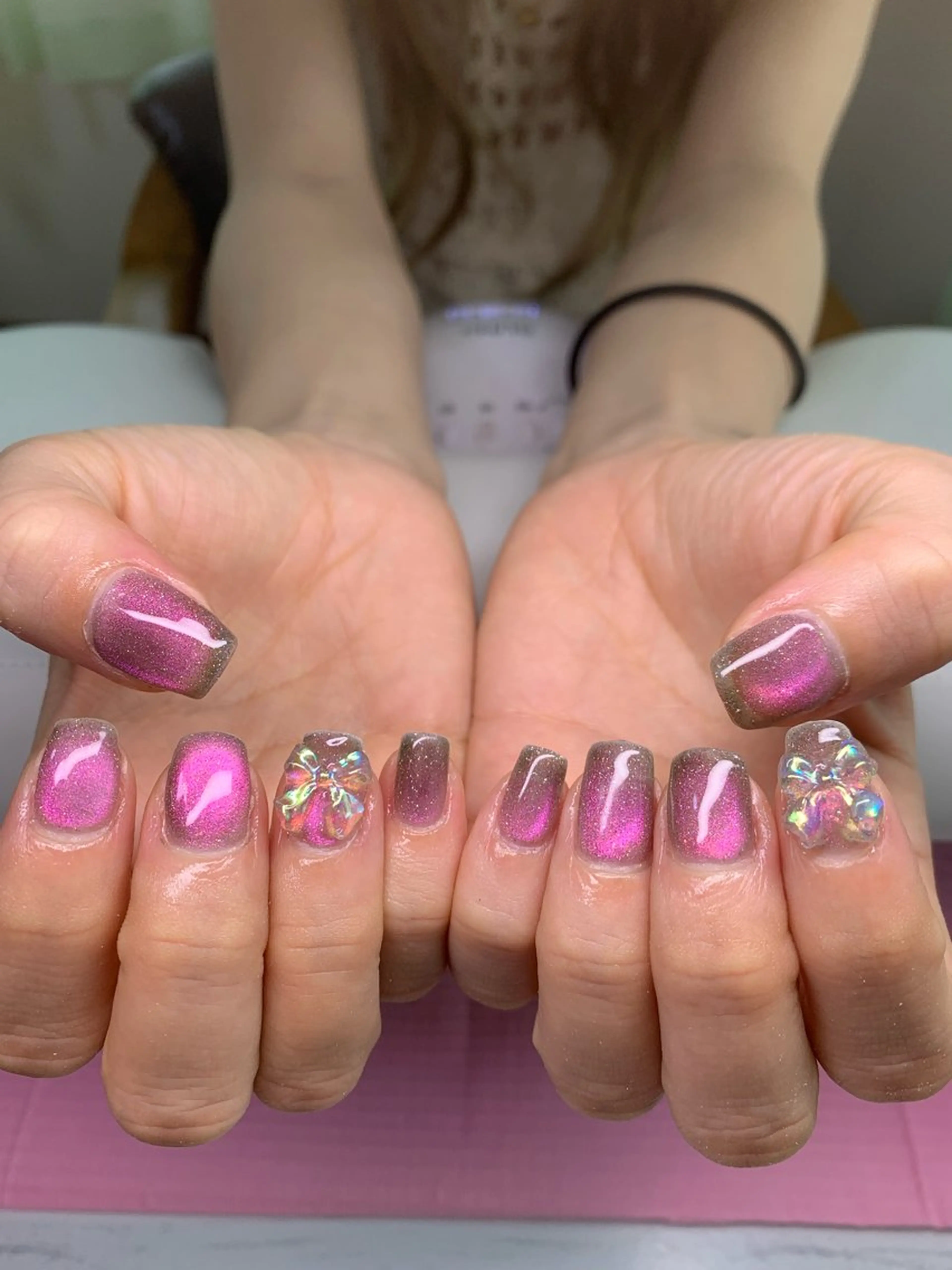 ネイル マグネットネイル マグネットワンカラー ワンカラーネイル リボン MANA_NAIL このみのネイルデザイン