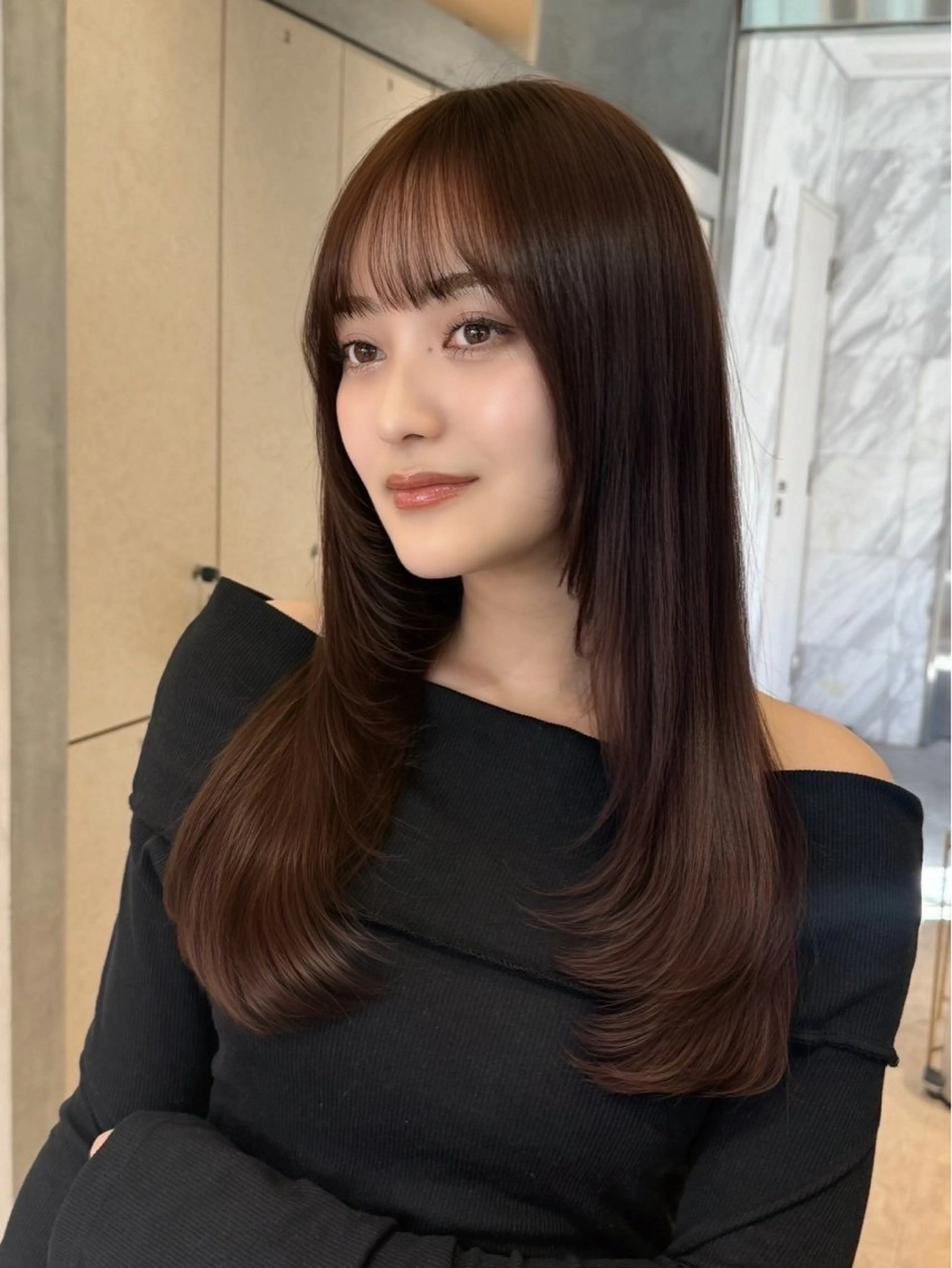 ロング カット ヘアカラー トリートメント ボブ/縮毛矯正 髪質改善/もえるのヘアスタイル