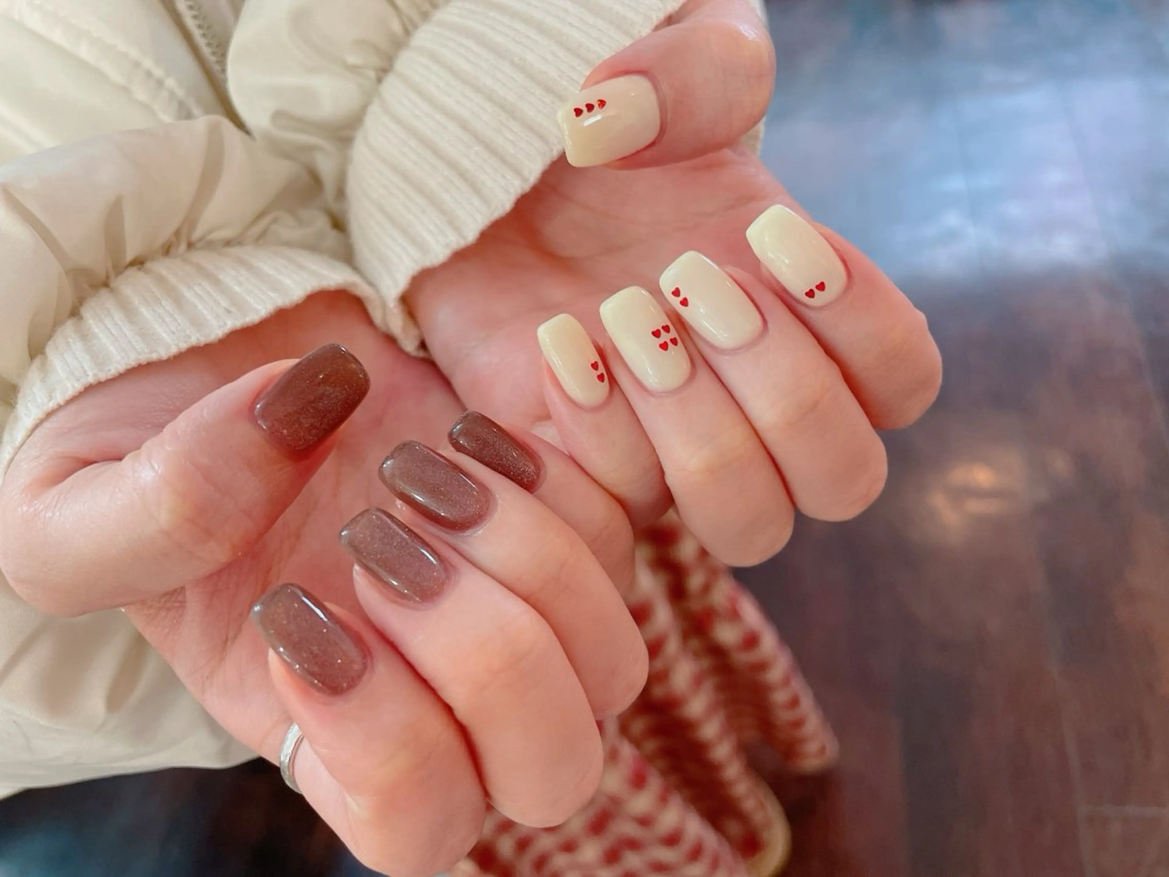 ネイル ジェルネイル パラジェル バレンタイン ハンドネイル nailroom OHANA🌴のネイルデザイン