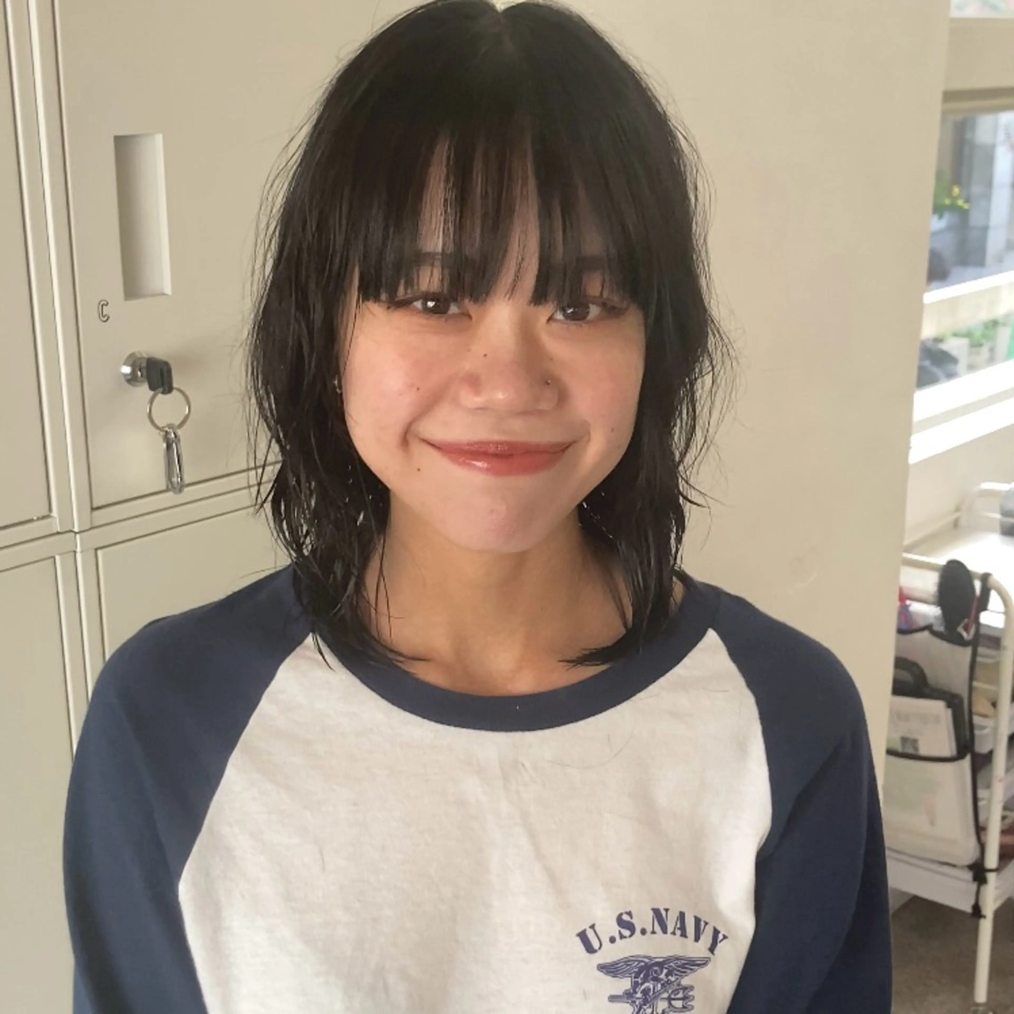 ミディアム パーマ ウルフレイヤー エクステ/kokiのヘアスタイル