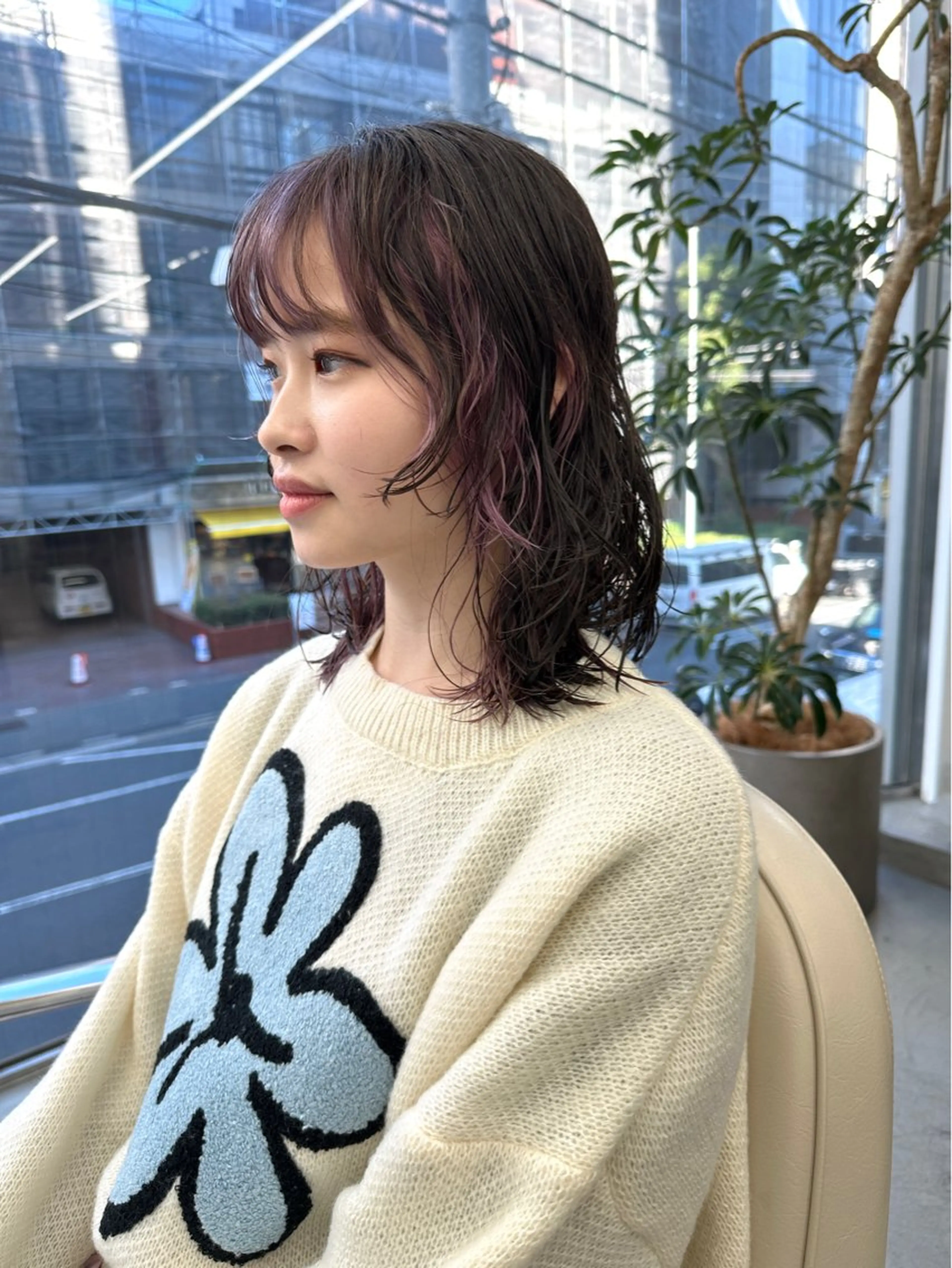 ミディアム カラー パーマ ミディアムパーマ デザインカラー ウルフカット カット ヘアカラー パーマ ボブ/レイヤー/ケア パーマ/リュウタのヘアスタイル