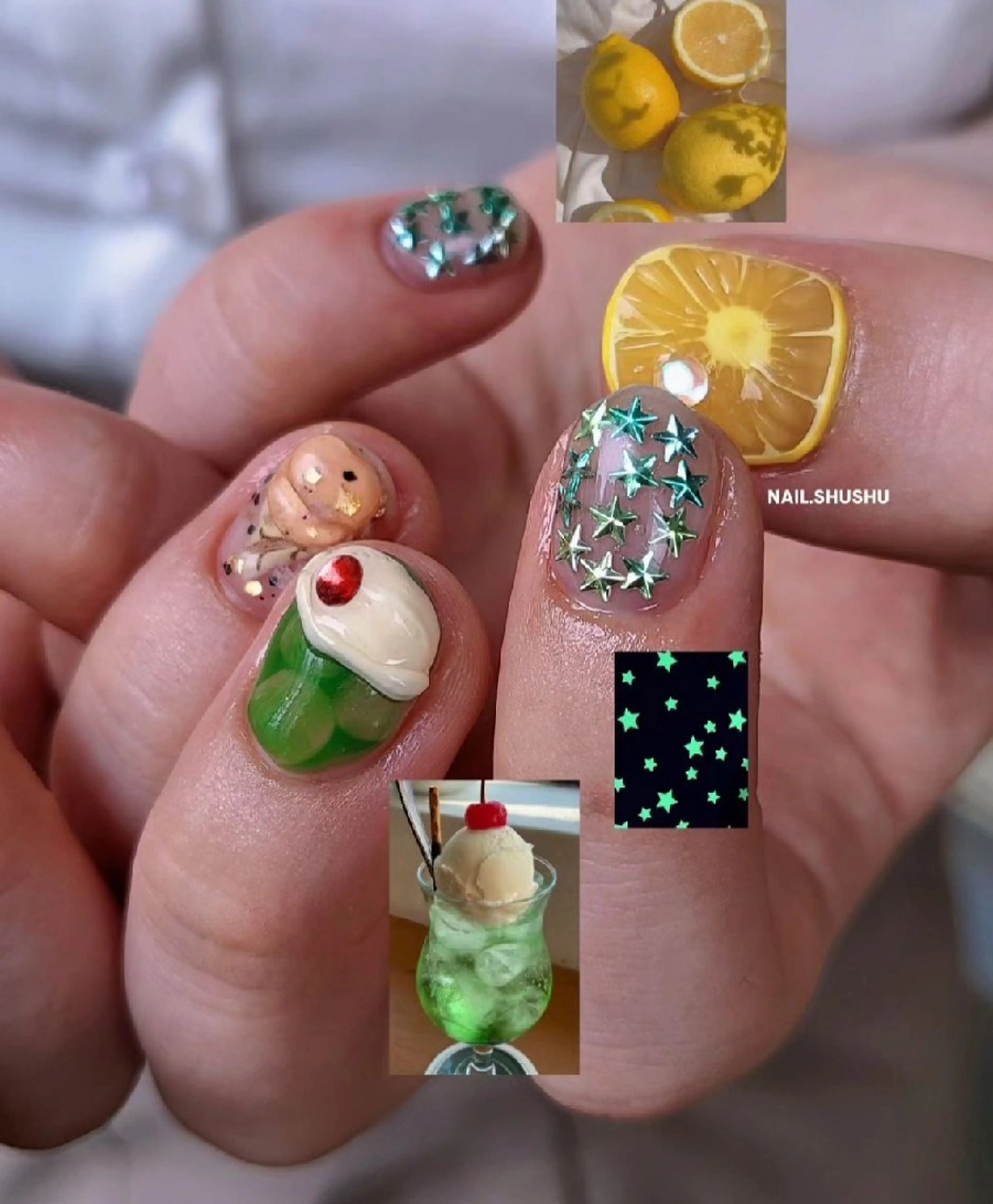ネイル ハンドネイル 3dパーツ/流行り 👧shushu❤️のネイルデザイン