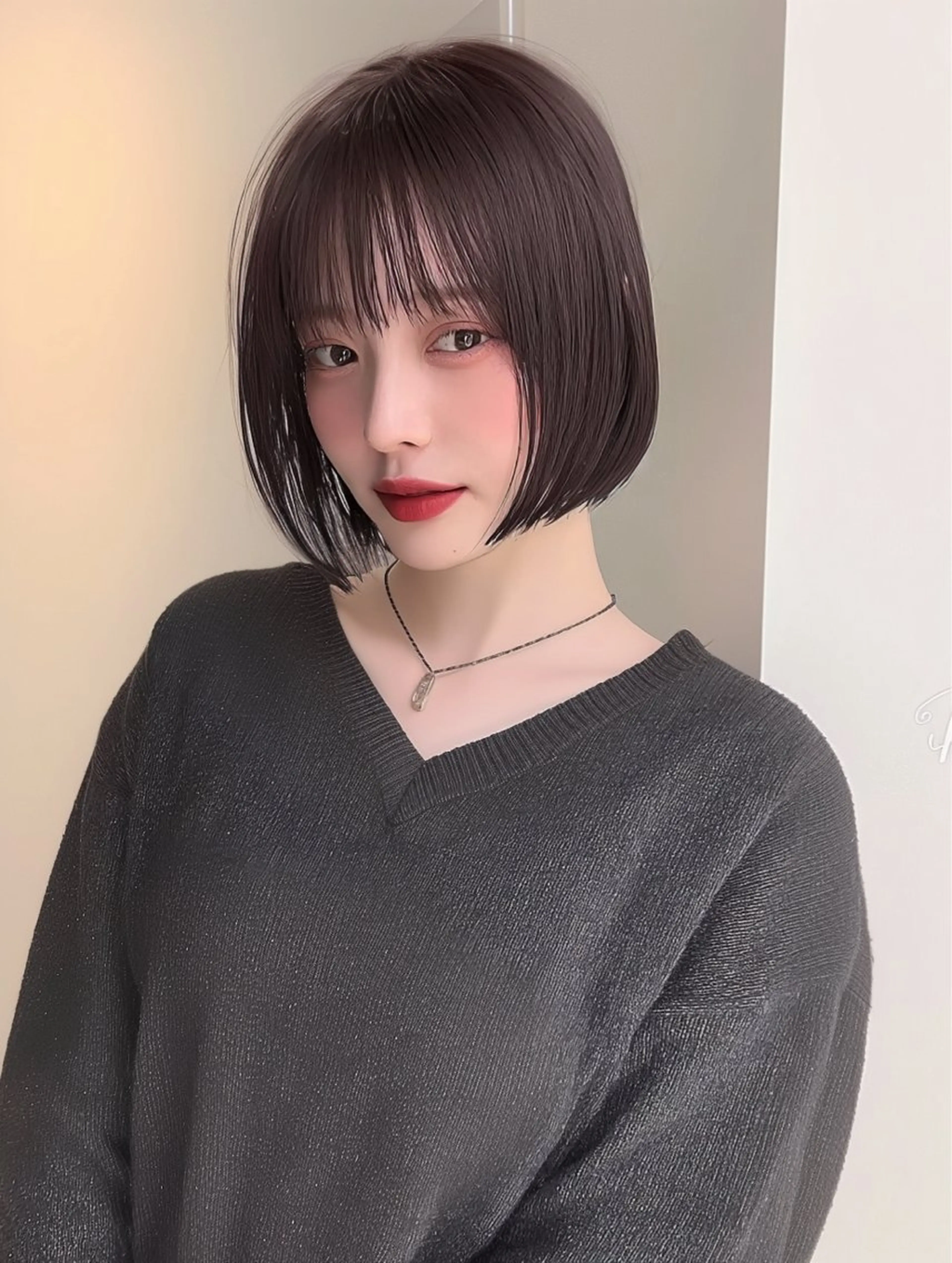 ショート カラー ヘアアレンジ カット ヘアカラー トリートメント ボブ/透明感ベージュ 🫧クルミ🌟のヘアスタイル