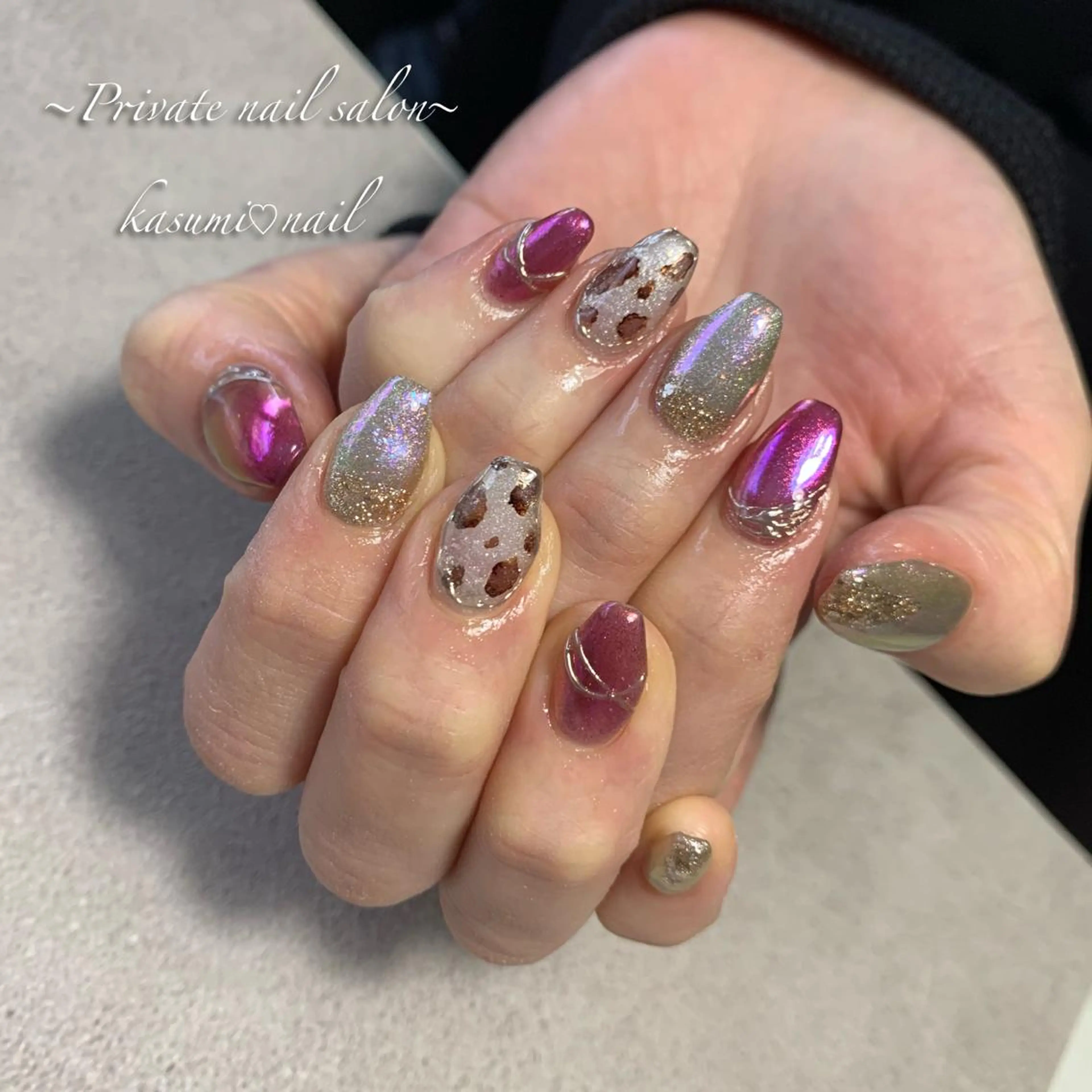 ネイル ラメ(グリッター) マグネットネイル ミラーネイル ニュアンスネイル 冬ネイル KASUMI♡ Nailのネイルデザイン