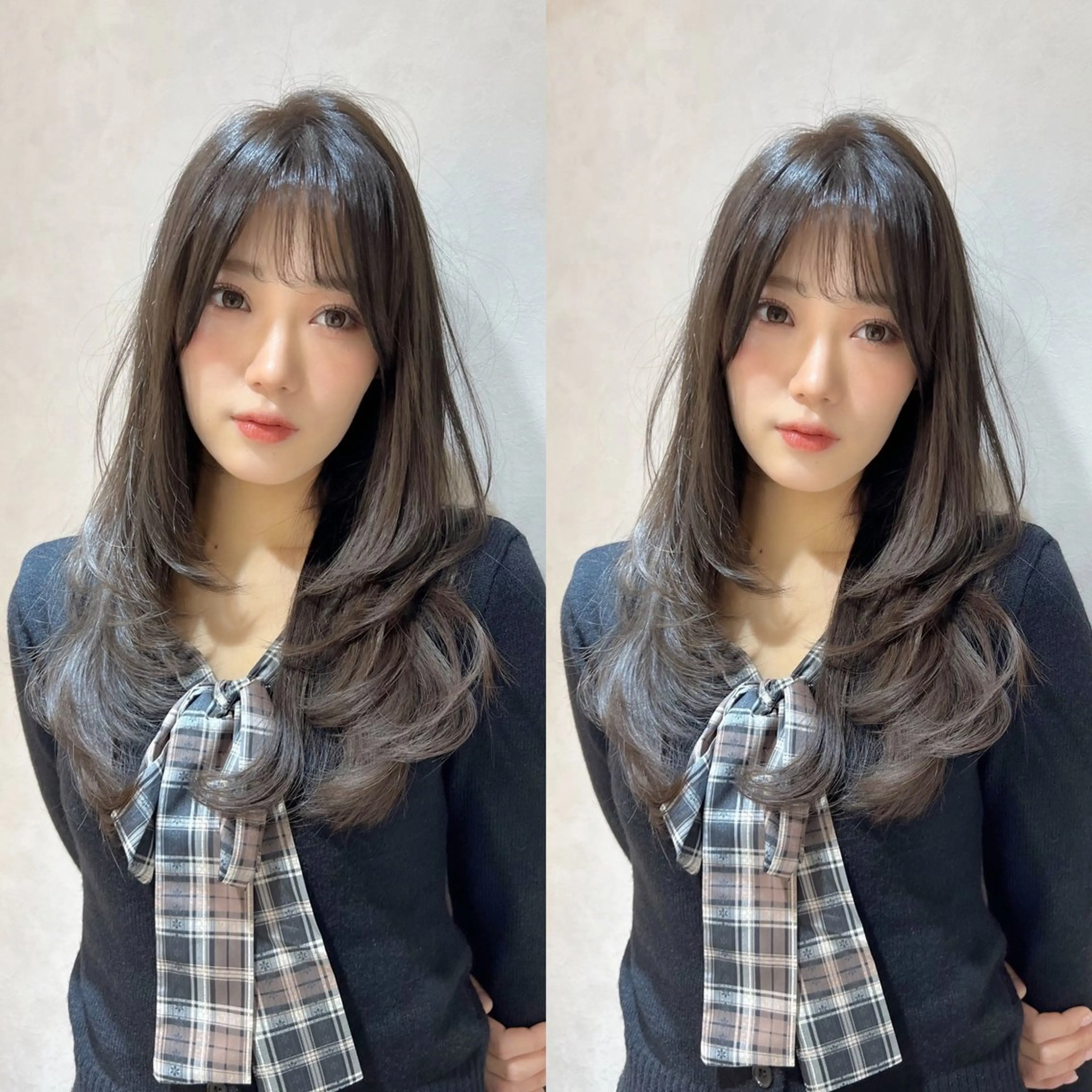 ミディアム カラー カット ヘアカラー トリートメント ブリーチなし/韓国風 /レイヤー/山口のヘアスタイル