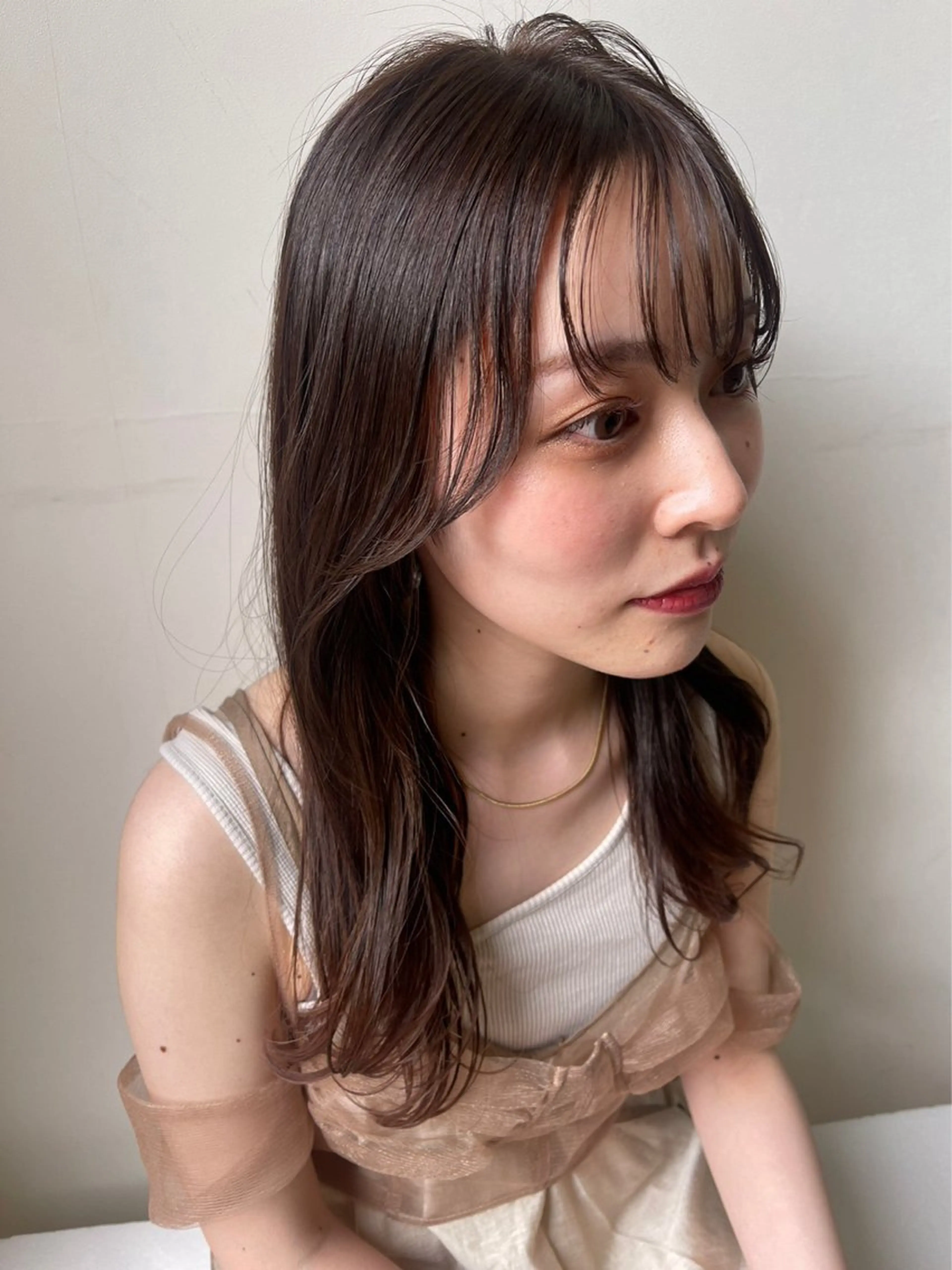 セミロング カラー 赤み消しカラー 🩵かりんのヘアスタイル