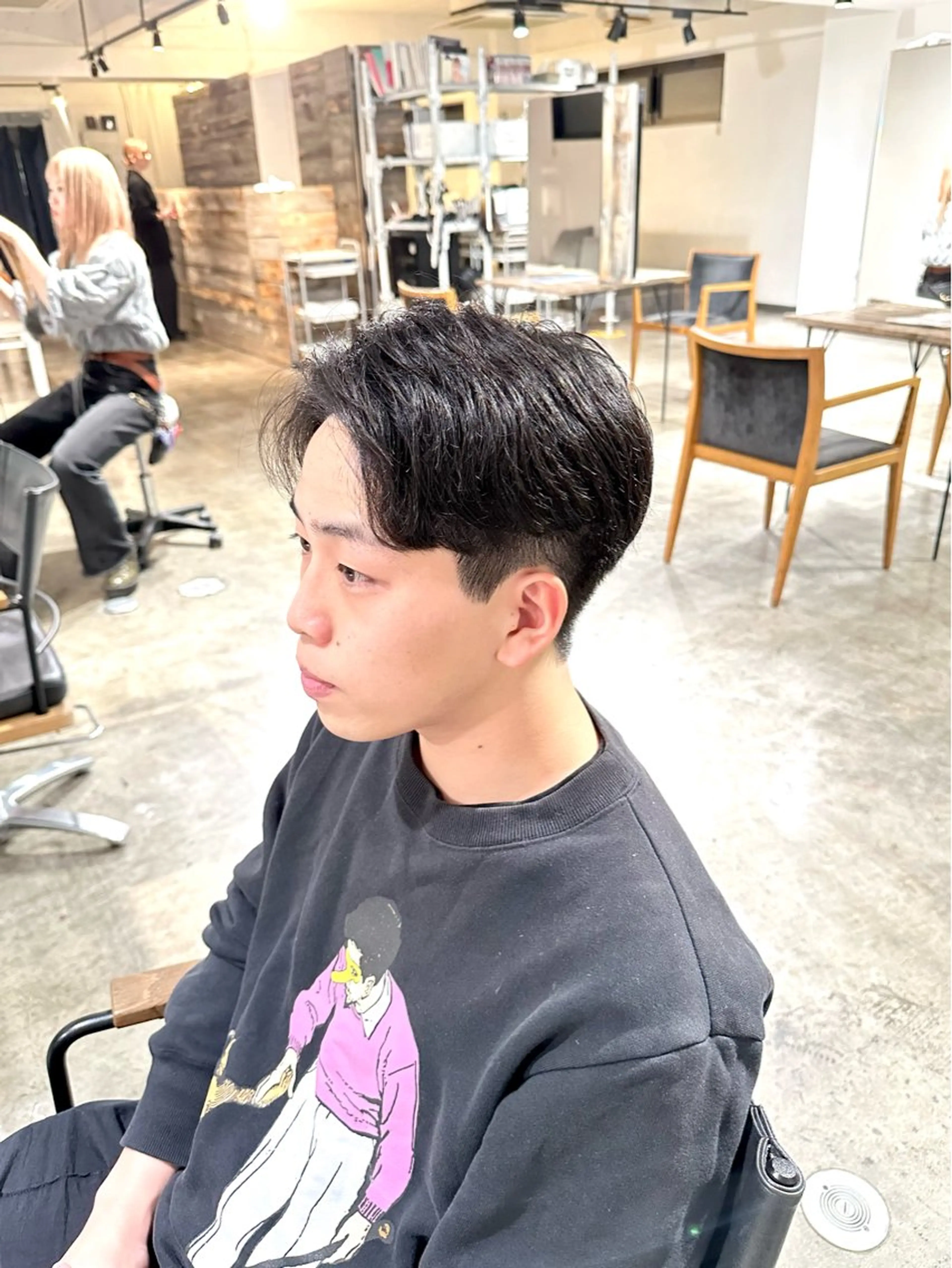 メンズ センターパート フェードカット メンズパーマ 刈り上げ カット 骨格補正施術/メンズ 専門美容師/YUYAのヘアスタイル