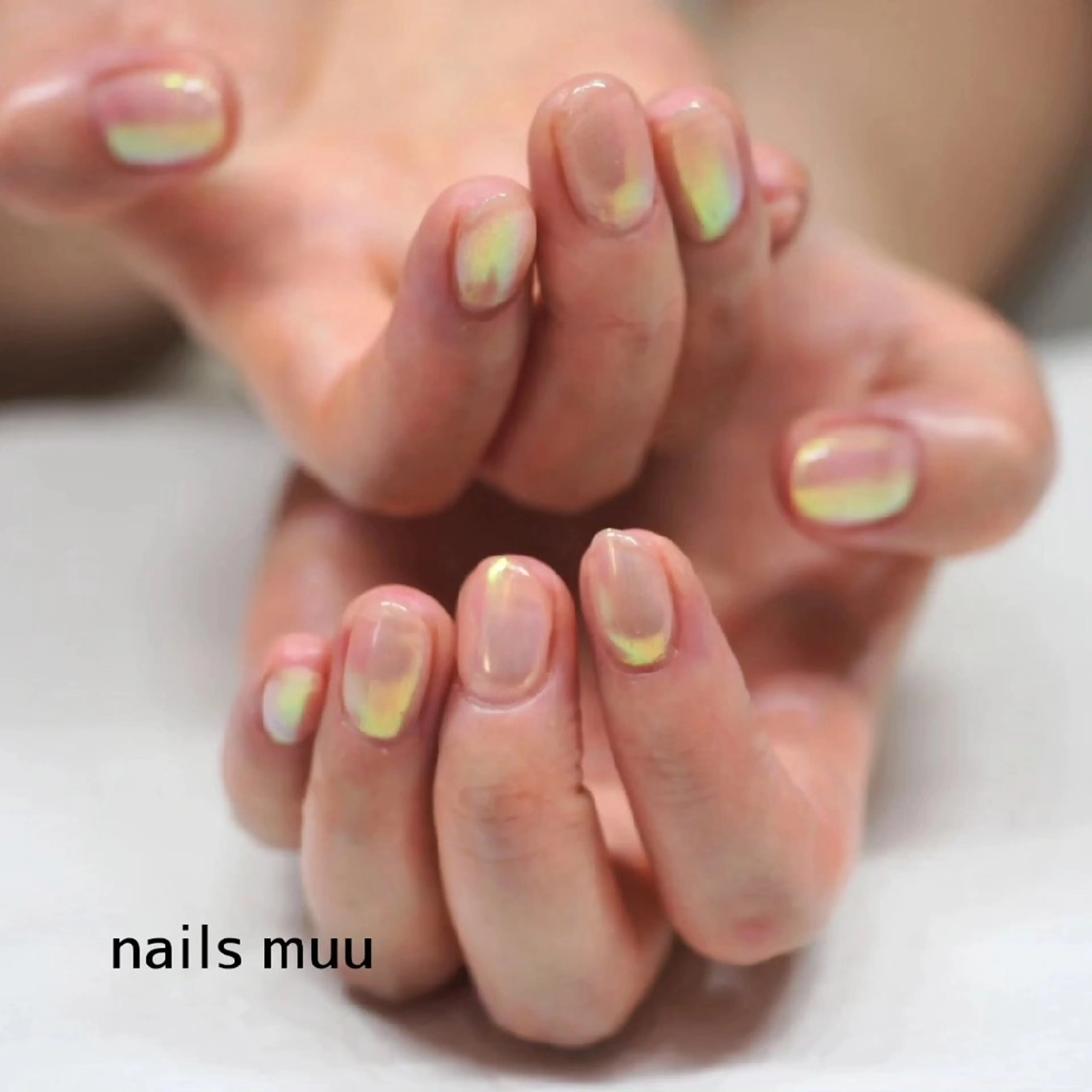 ネイル オーロラネイル 氷ネイル・うるうるネイル キラキラネイル ミラーネイル nails muu まゆのネイルデザイン