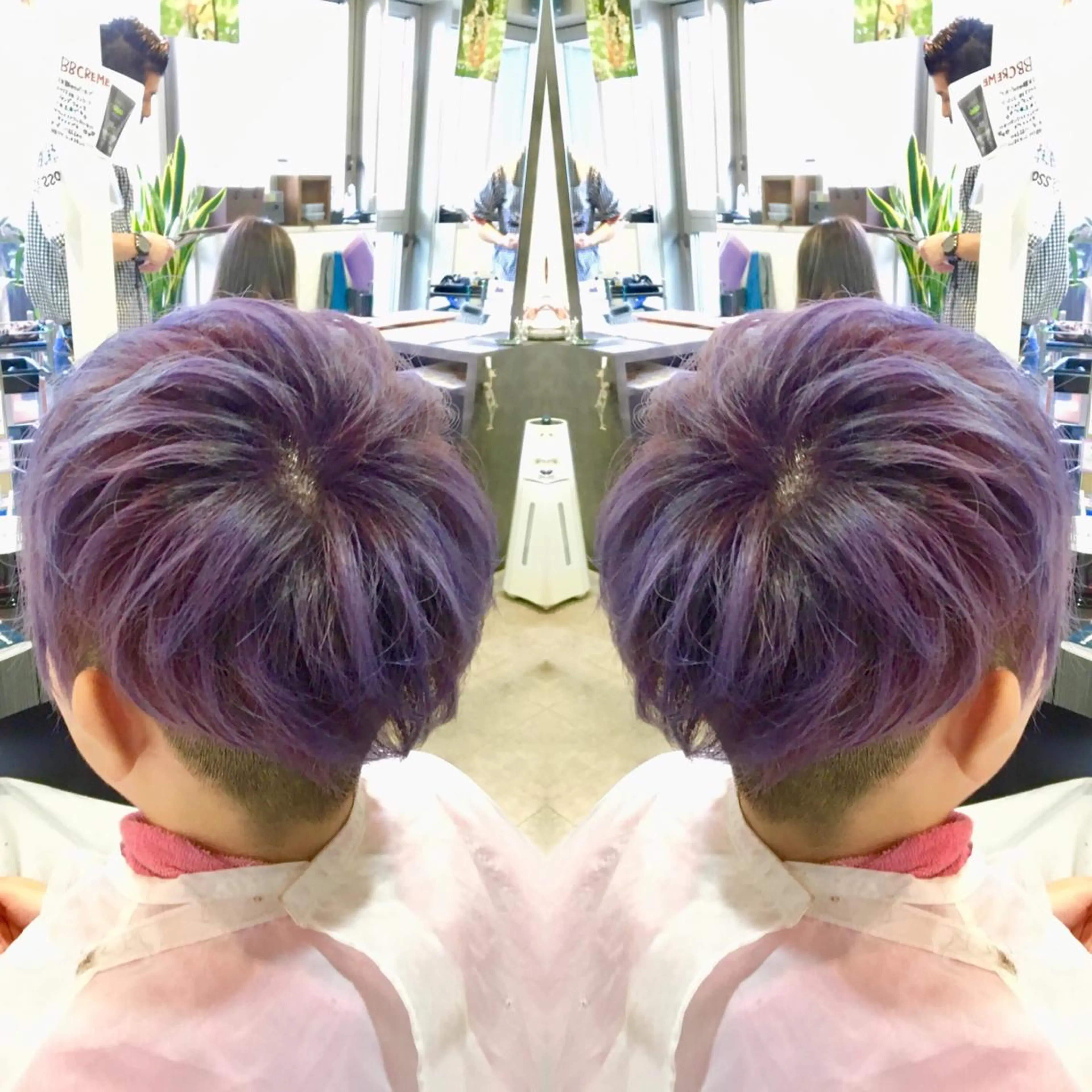 ショート カラー パープルカラー ヘアカラー トリートメント 💓シールエクステ ルミエールのヘアスタイル