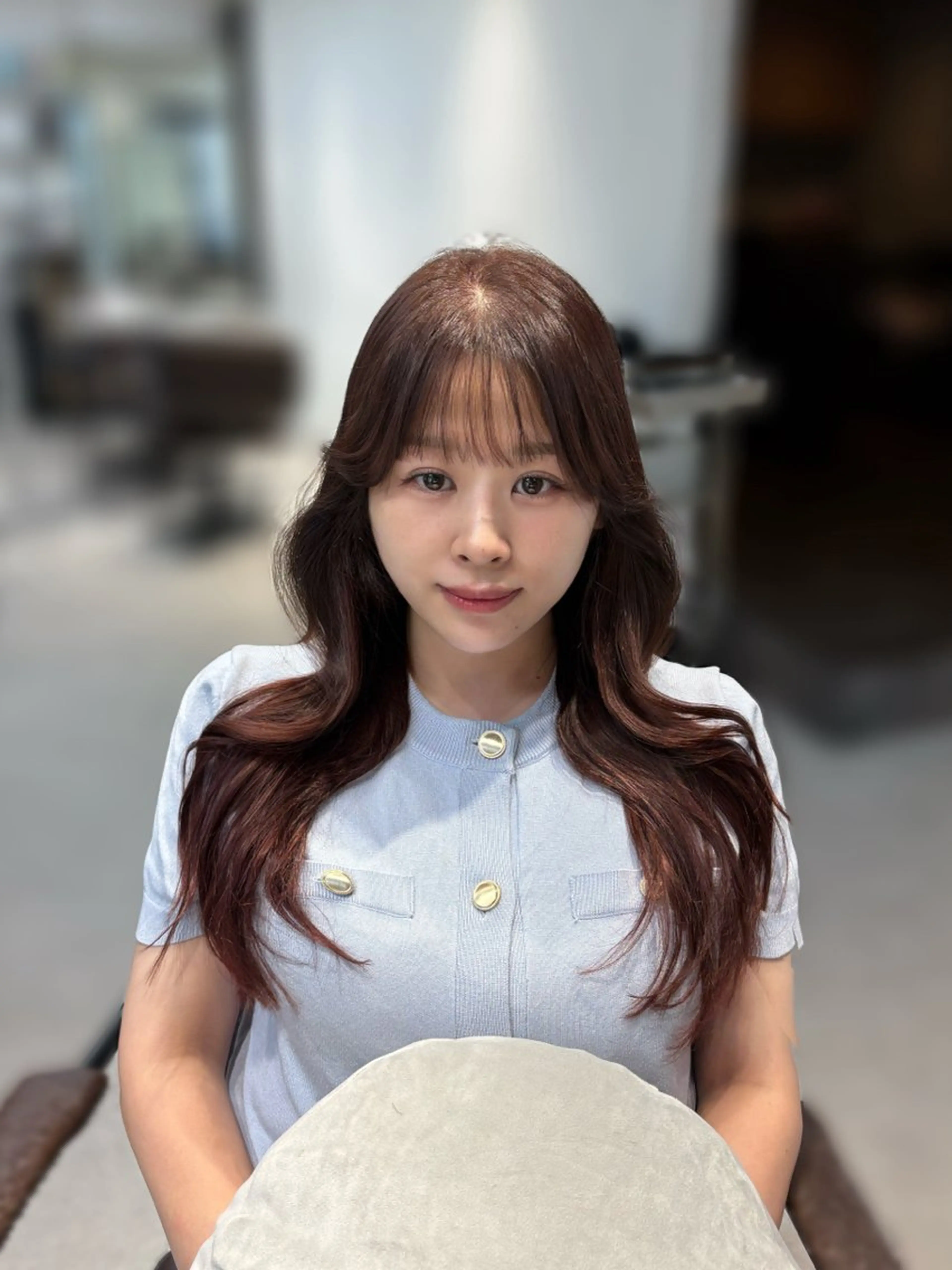 ロング カラー カット ヘアカラー ninaアイドル前髪 ×透明感🎀のヘアスタイル