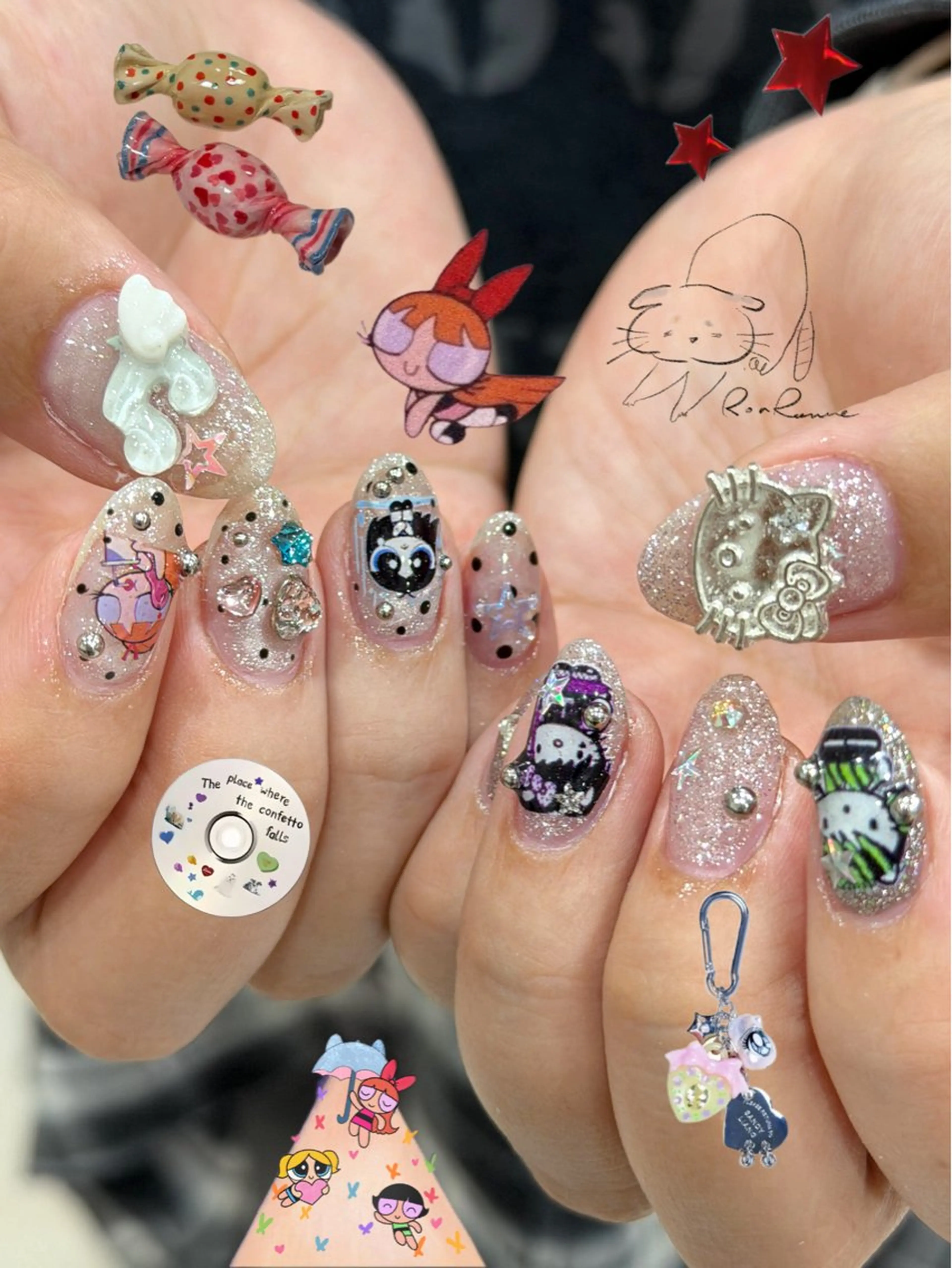 ネイル オーロラネイル 長さ出し フレンチネイル ジェルネイル ミラーネイル ハンドネイル ronronne .のネイルデザイン