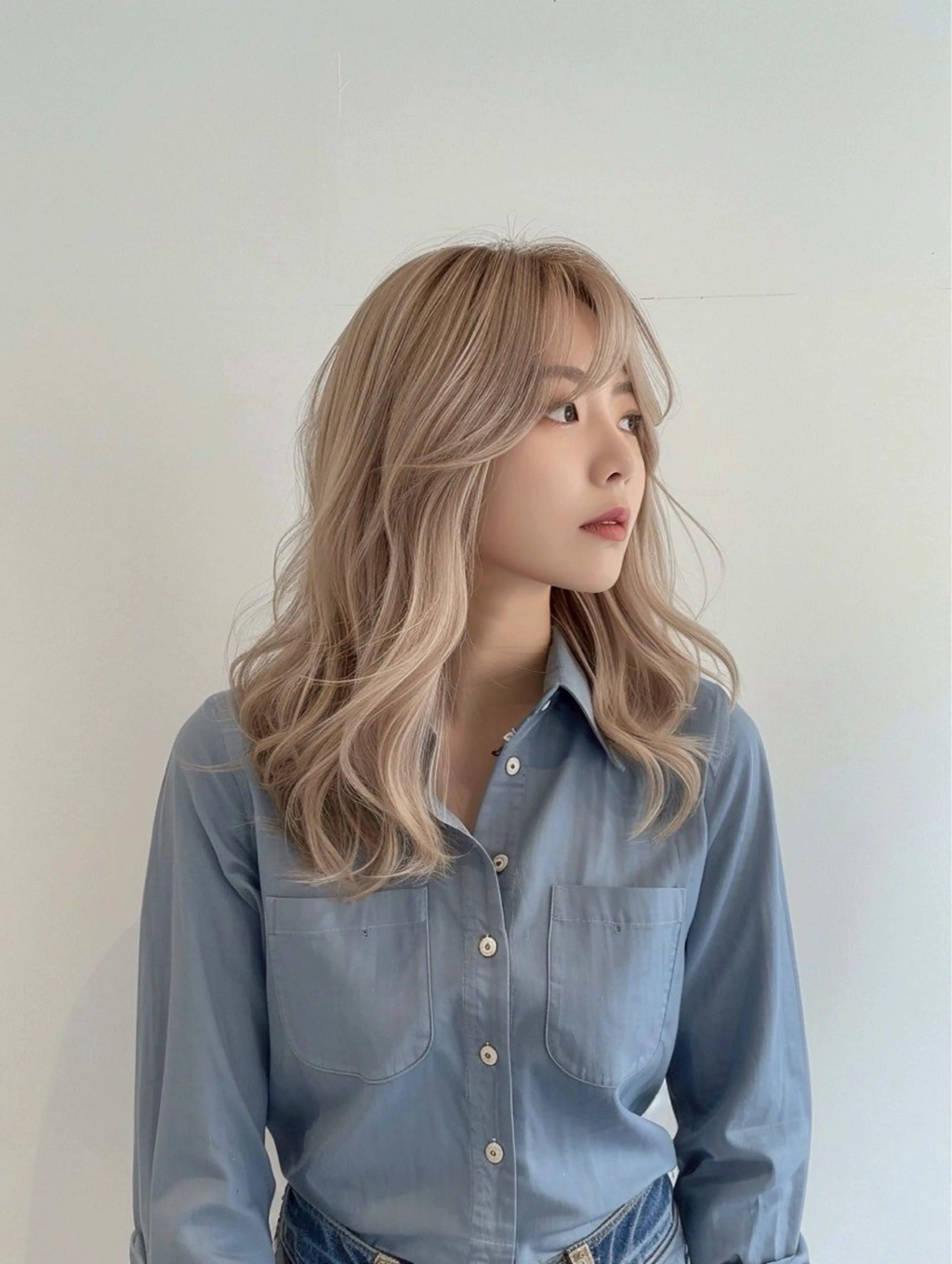 ミディアム ブリーチなしカラー 美髪矯正・清水天空のヘアスタイル