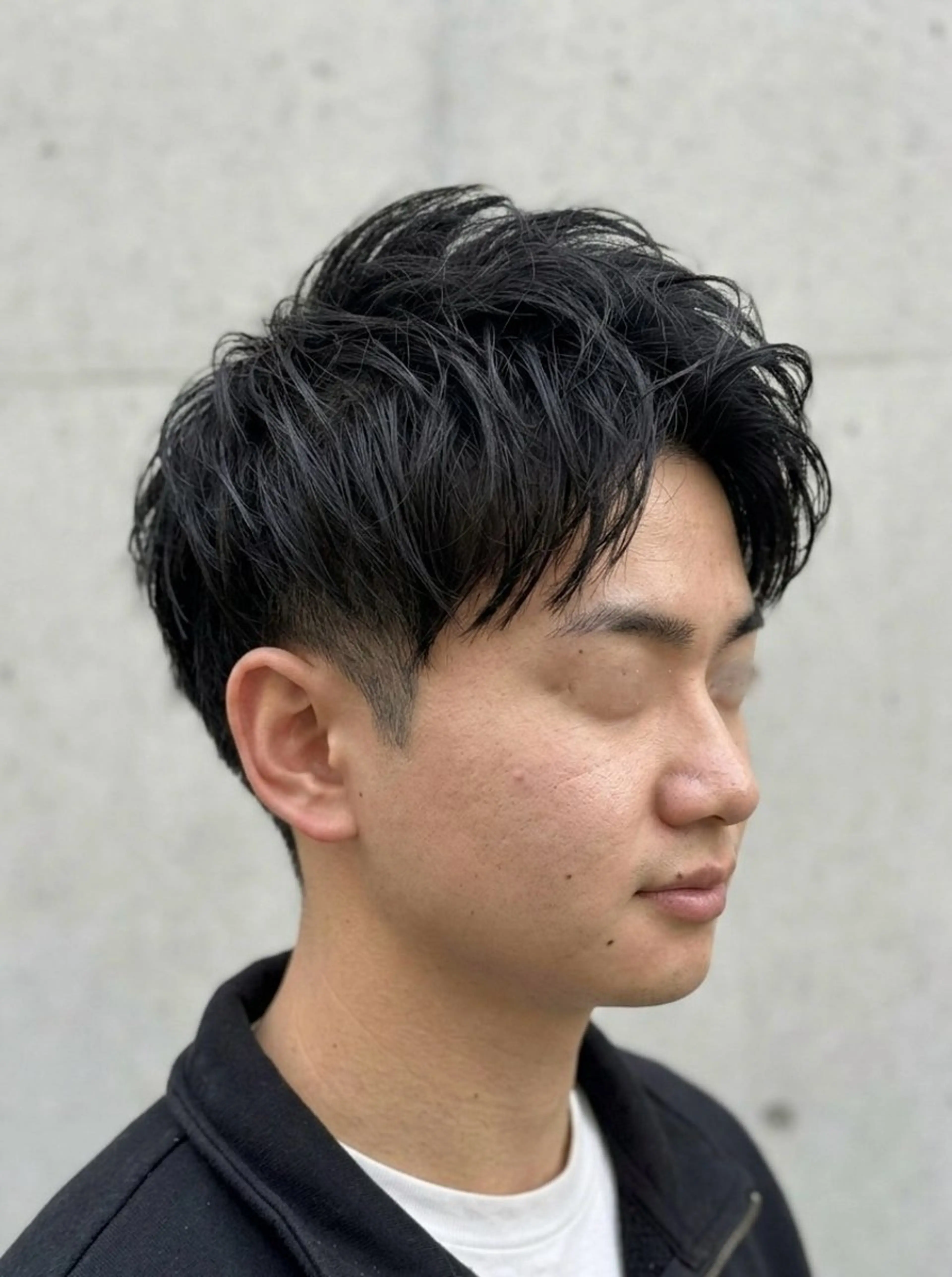 ショート メンズ アップバング 刈り上げ ショートヘア 大人メンズパーマ /石川瑠青のヘアスタイル