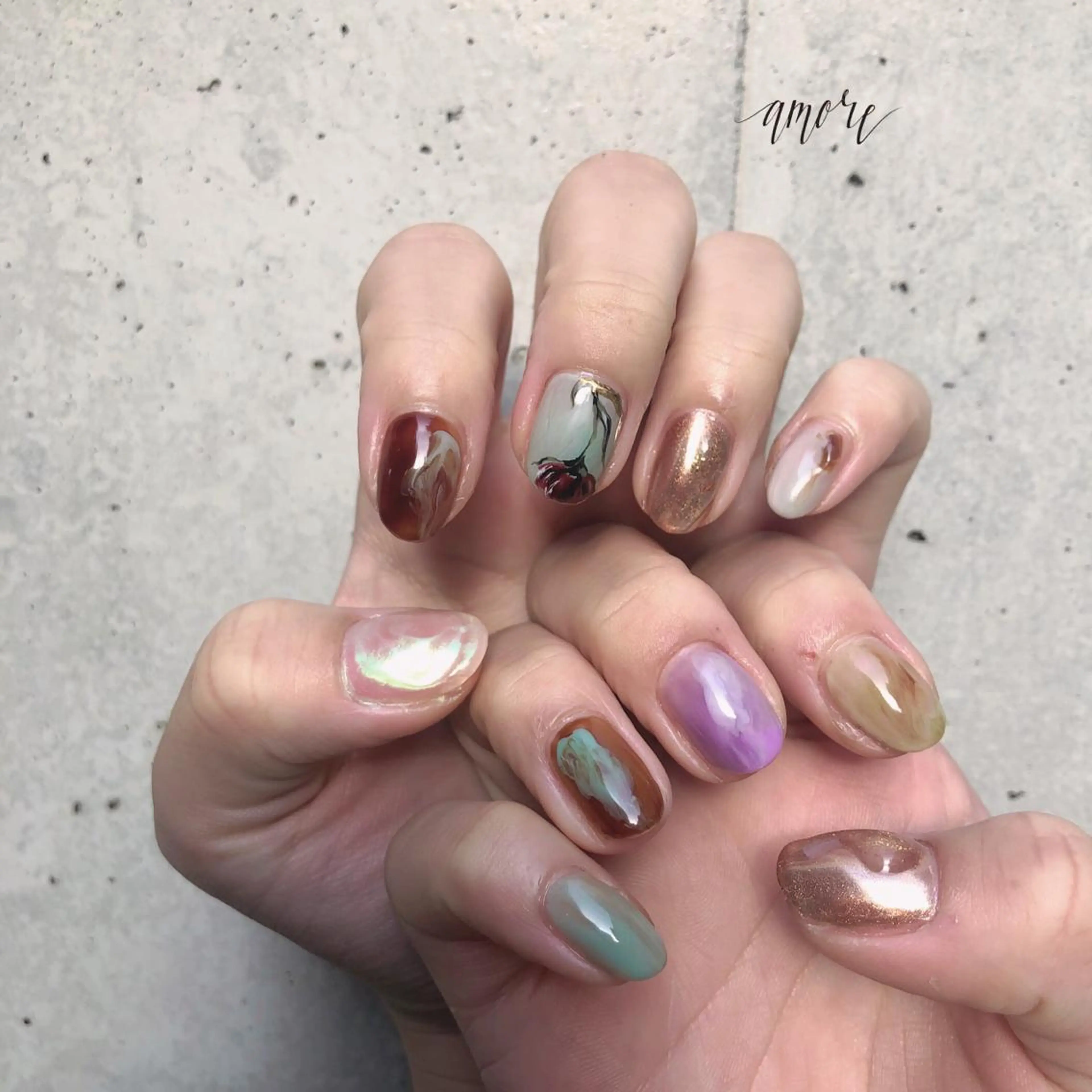 ネイル ジェルネイル ミラーネイル ニュアンスネイル 春ネイル You kyehwaのネイルデザイン