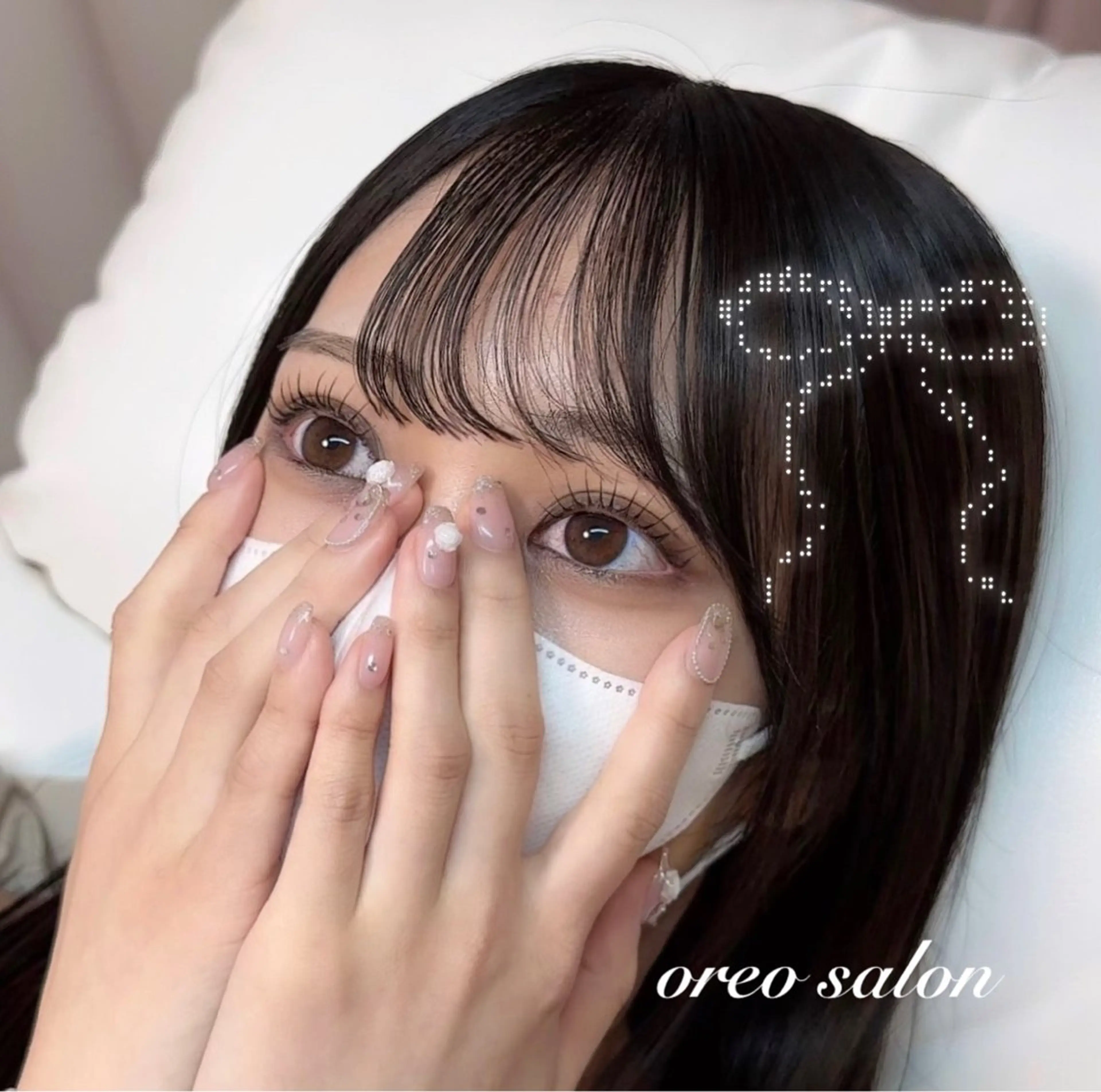 ネイル アートネイル フラッシュネイル フレンチネイル ガーリー ハート oreo salon miyu 池袋のネイルデザイン