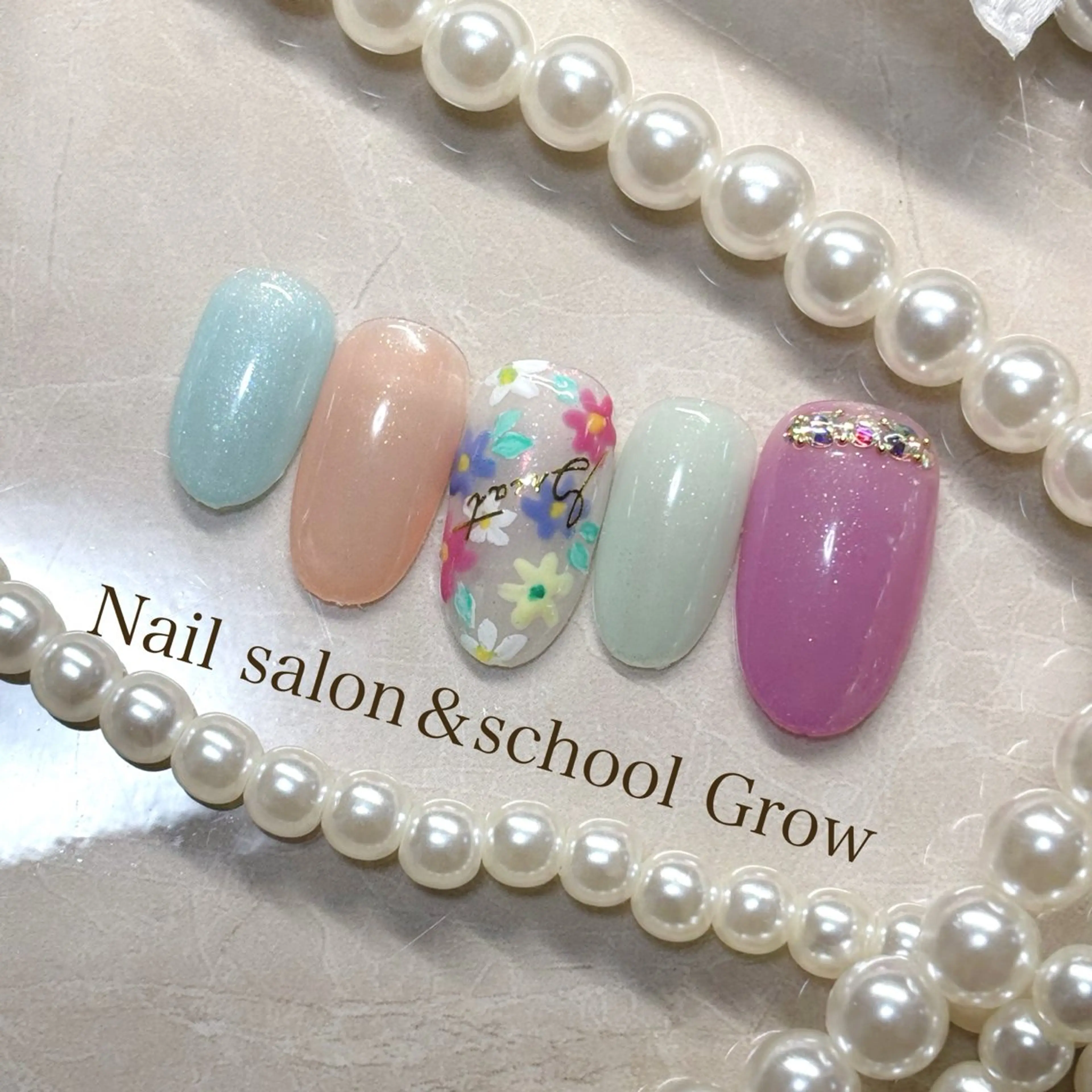 ネイル 春ネイル ハンドネイル 認定講師⭐️歴20年 サロン&スクールのネイルデザイン