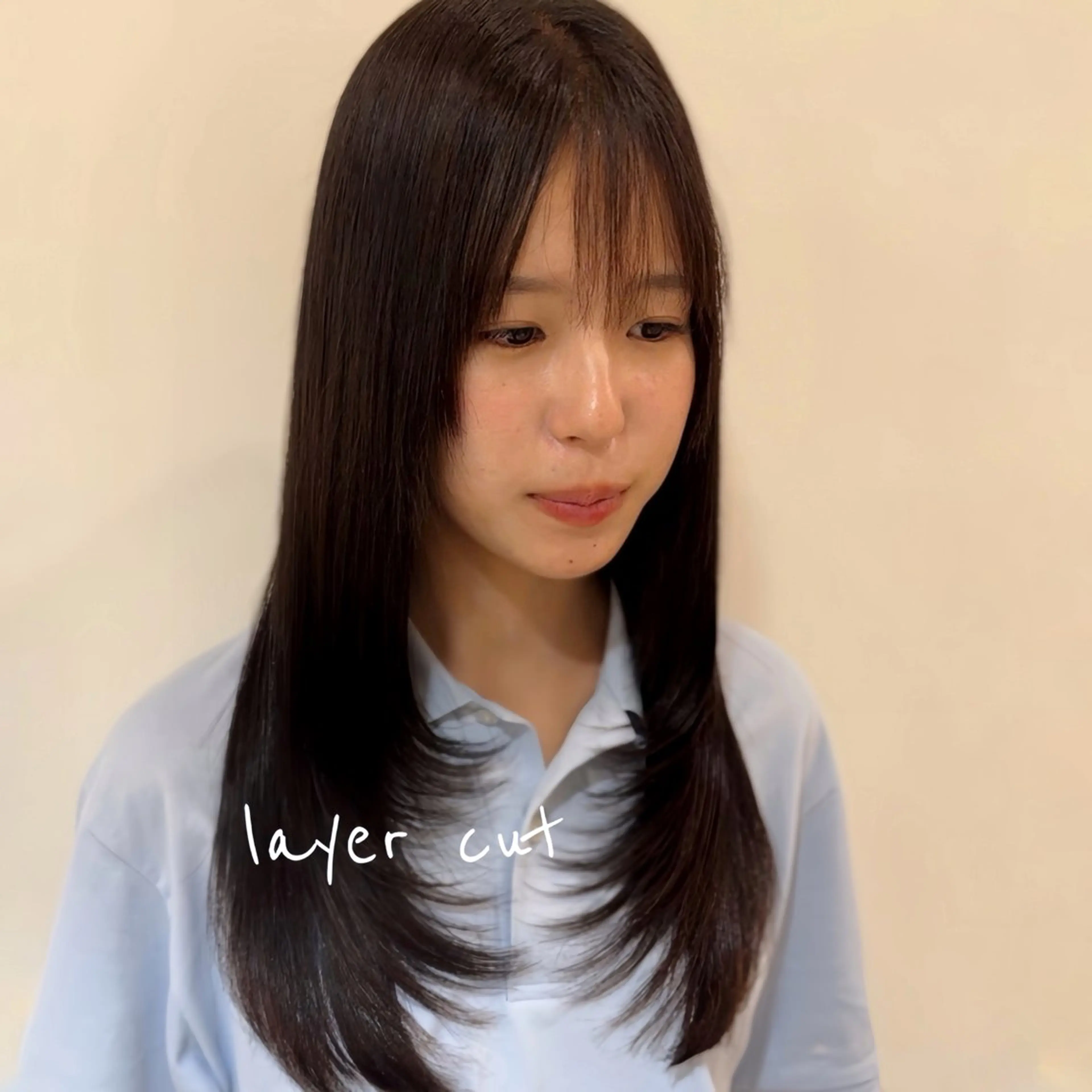 ロング ロングレイヤー レイヤーカット ロング カット ヘアカラー トリートメント ★韓国トレンドカット ★むなかたももかのヘアスタイル