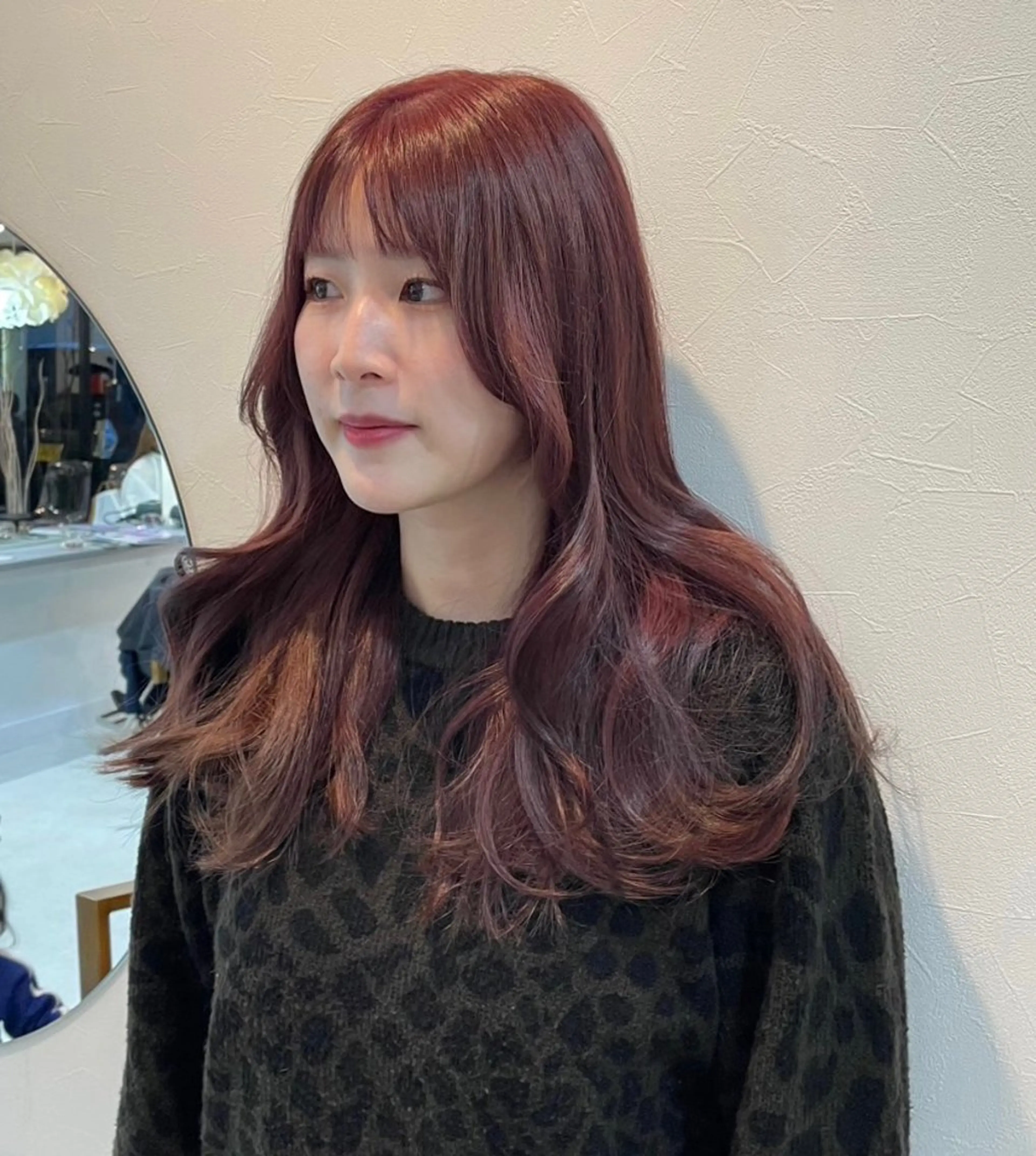 ロング ピンクブラウン ヘアカラー カドムラ モエのマツエク・マツパデザイン