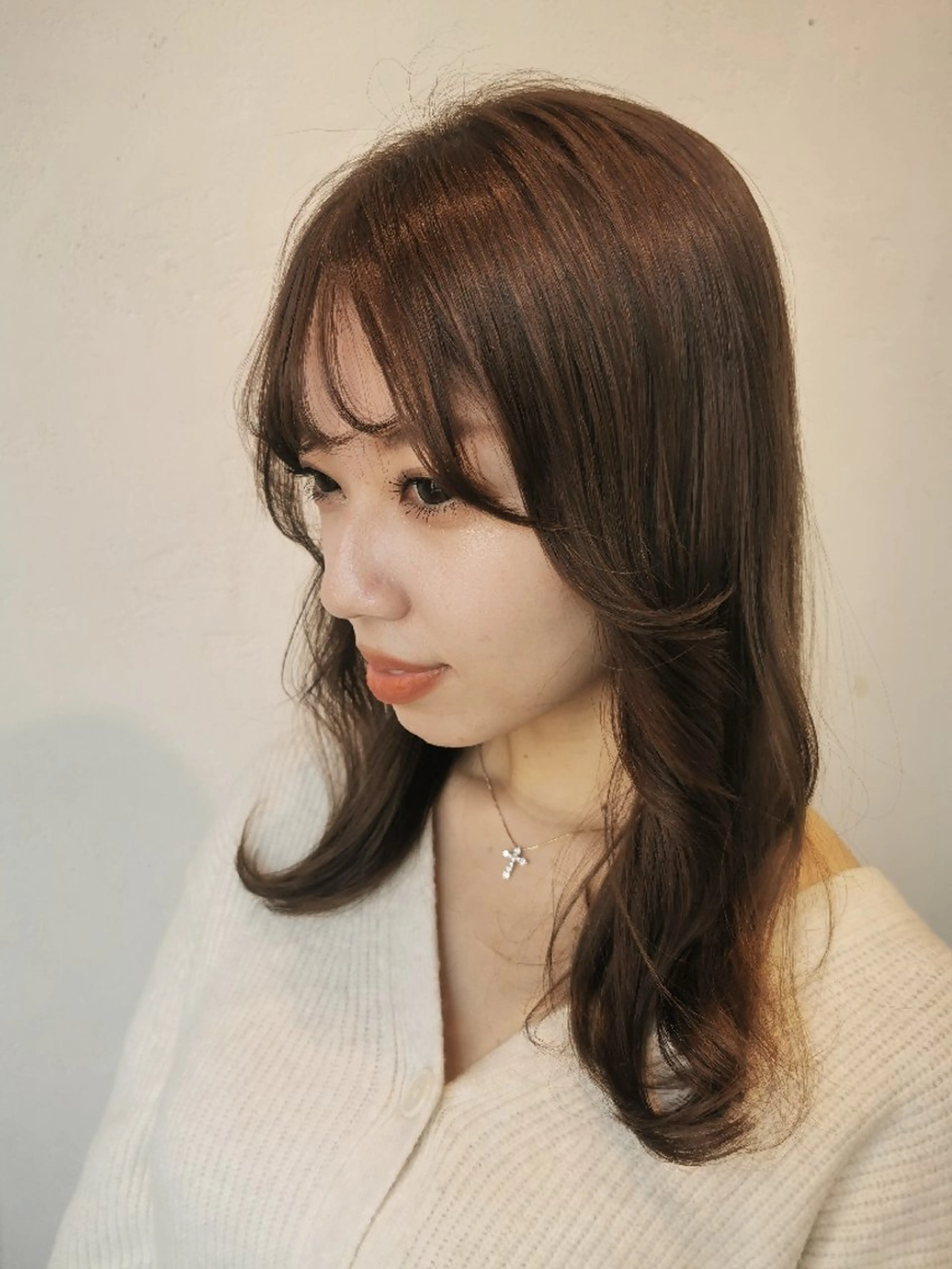 カラー パーマ ミディアム ベージュカラー 黒髪 イルミナカラー ボブ 髪質改善 ★YUKI ★のヘアスタイル