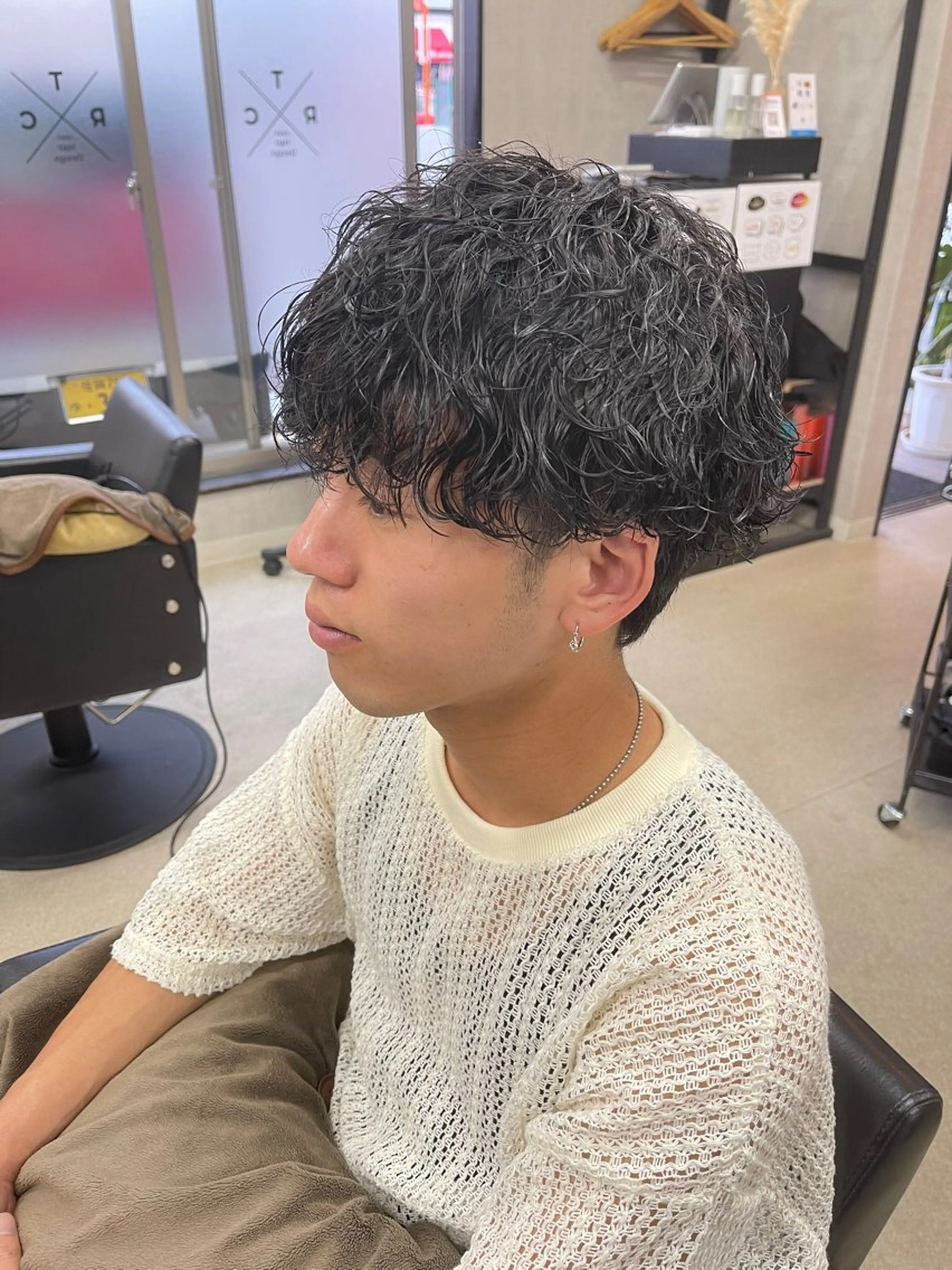 ミディアム パーマ メンズ ミディアムパーマ マッシュ メンズパーマ 波巻きパーマ カット パーマ メンズパーマ職人/ 天神/tatsukiのヘアスタイル