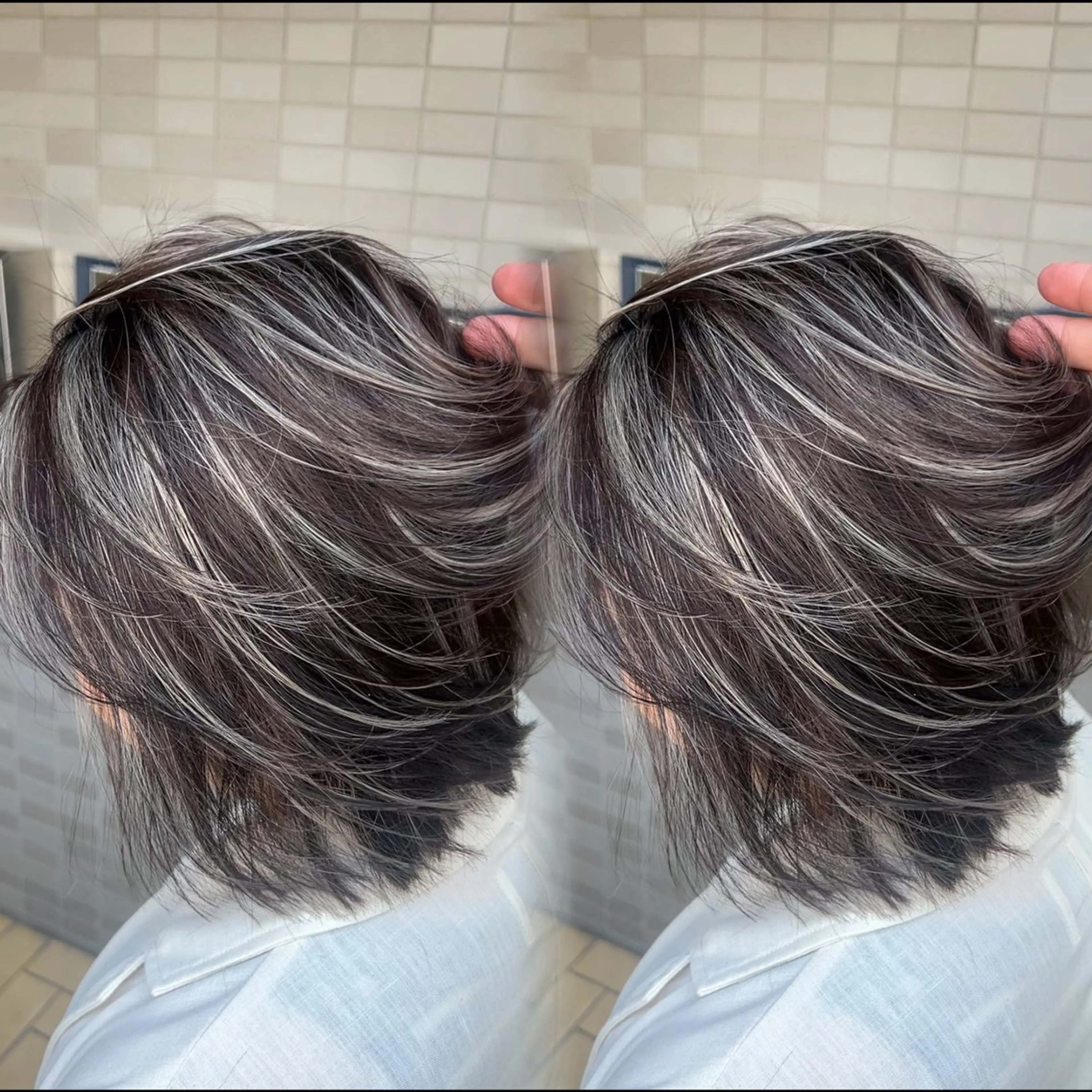 セミロング カラー ハイライトカラー ハイライト 表参道/ハイライト バレイヤージュのヘアスタイル