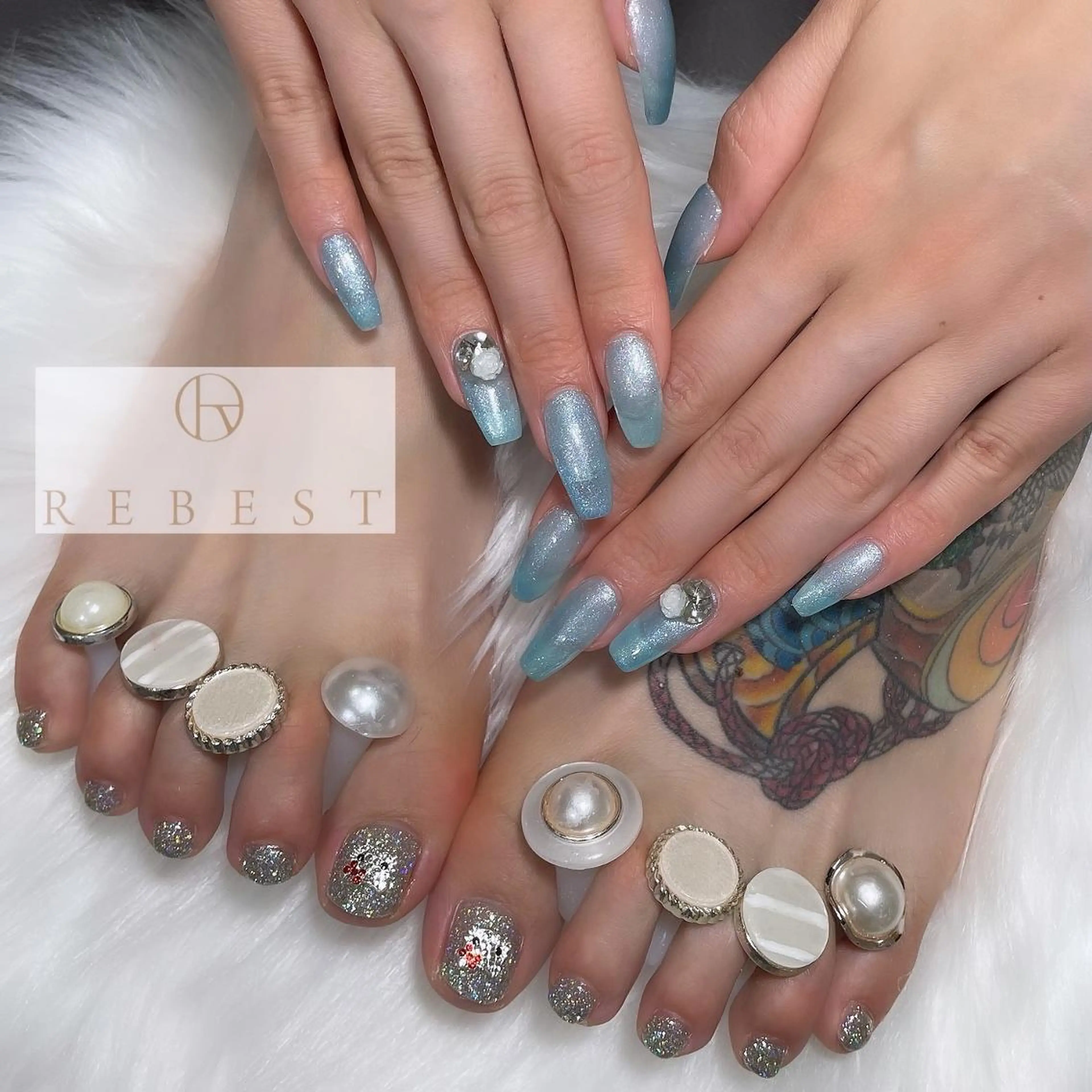 4/11~13限定💎フットラメワンカラー🩵の写真