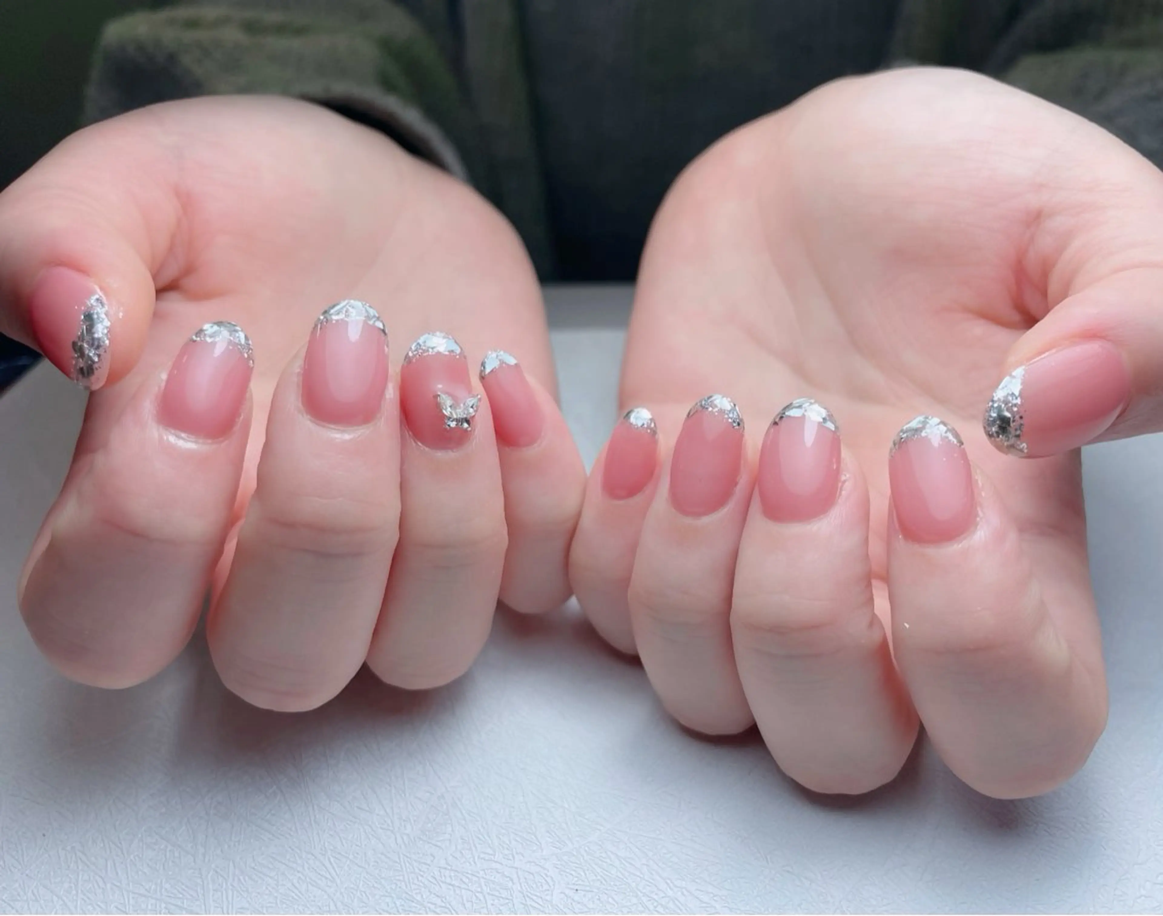 ネイル フレンチネイル ジェルネイル ガーリー ガラスフレンチ グラデーション 中野駅から2分 MEO NAILのネイルデザイン
