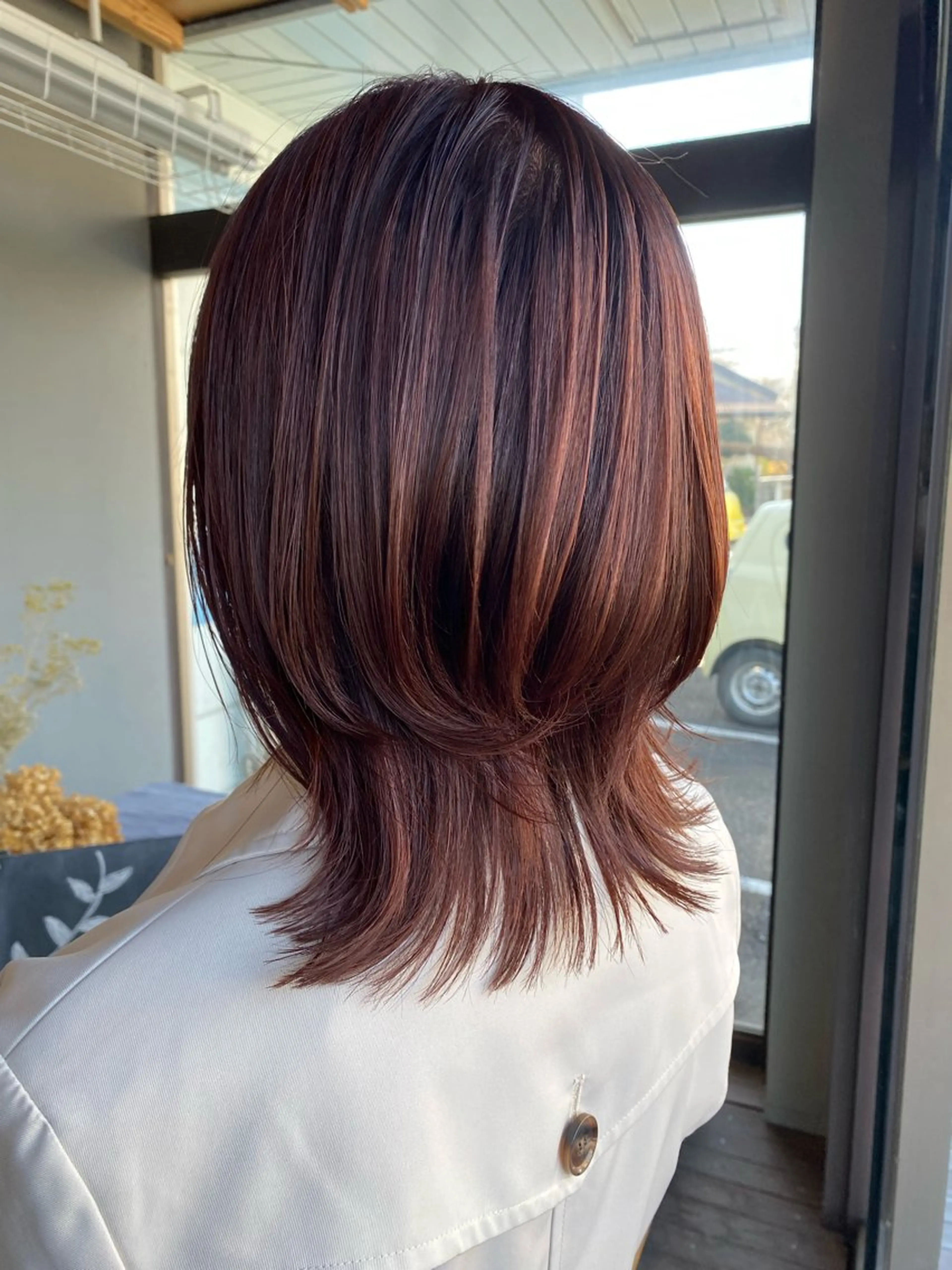 ミディアム カラー ベージュカラー ピンクカラー ピンクベージュ くびれヘア レイヤーカット fulam所属・MIKU ／fulamのヘアスタイル