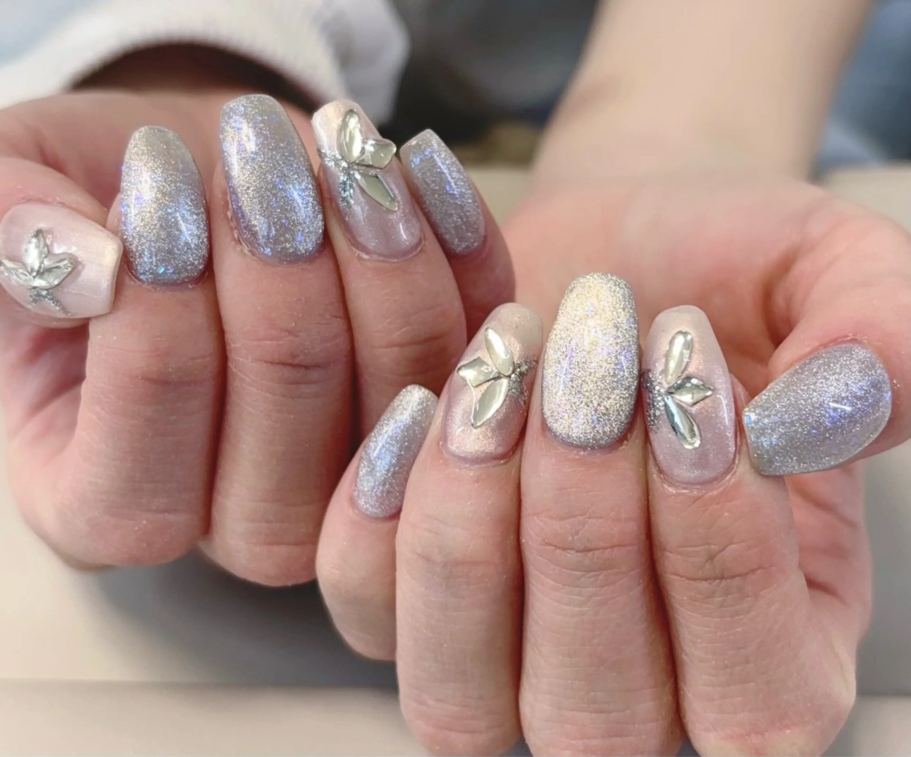 ネイル アートネイル オーロラネイル ジェルネイル ガーリー キラキラネイル Rika Nail salon 1のネイルデザイン