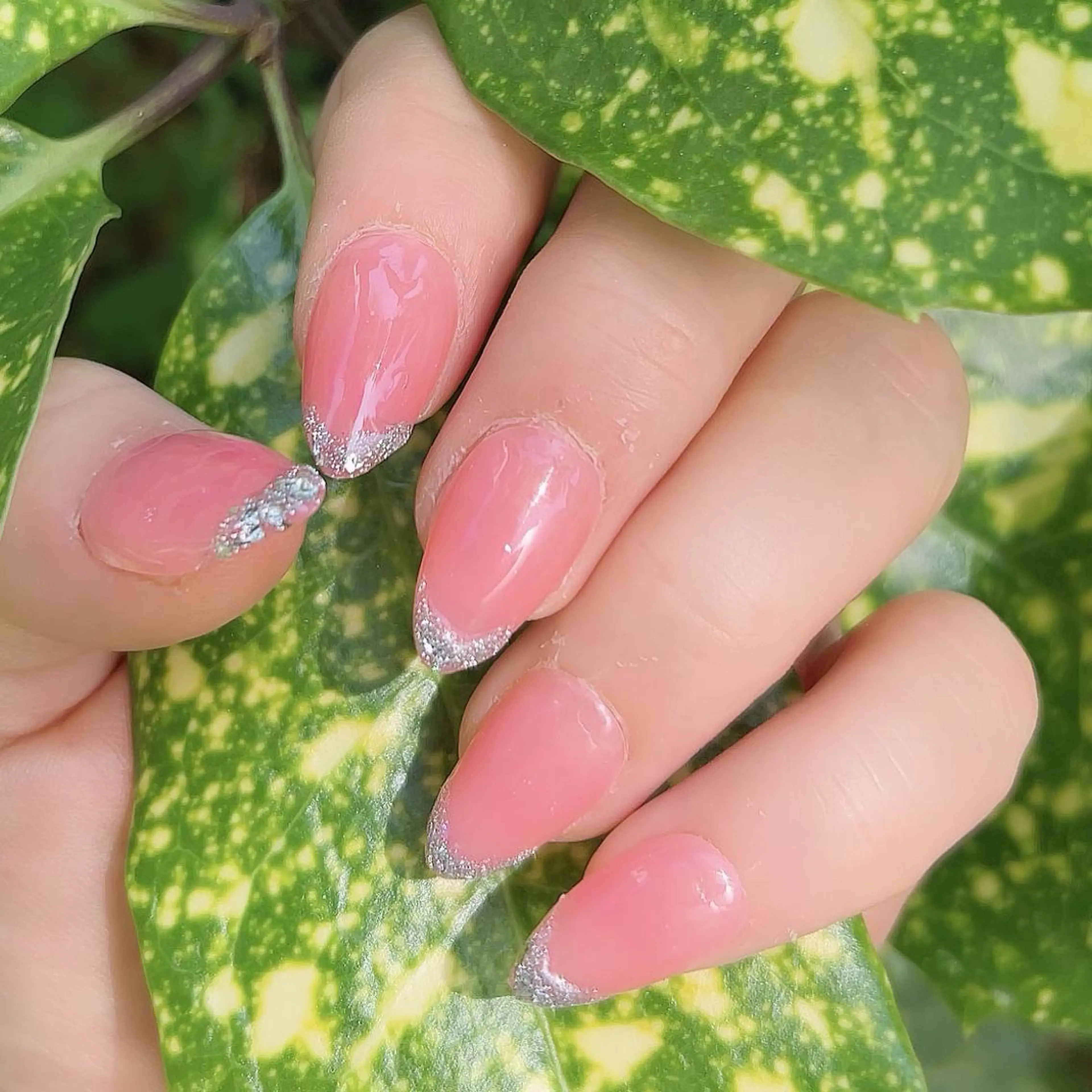 ネイル アートネイル フレンチネイル ガラスフレンチ アップネイル 山口のネイルデザイン