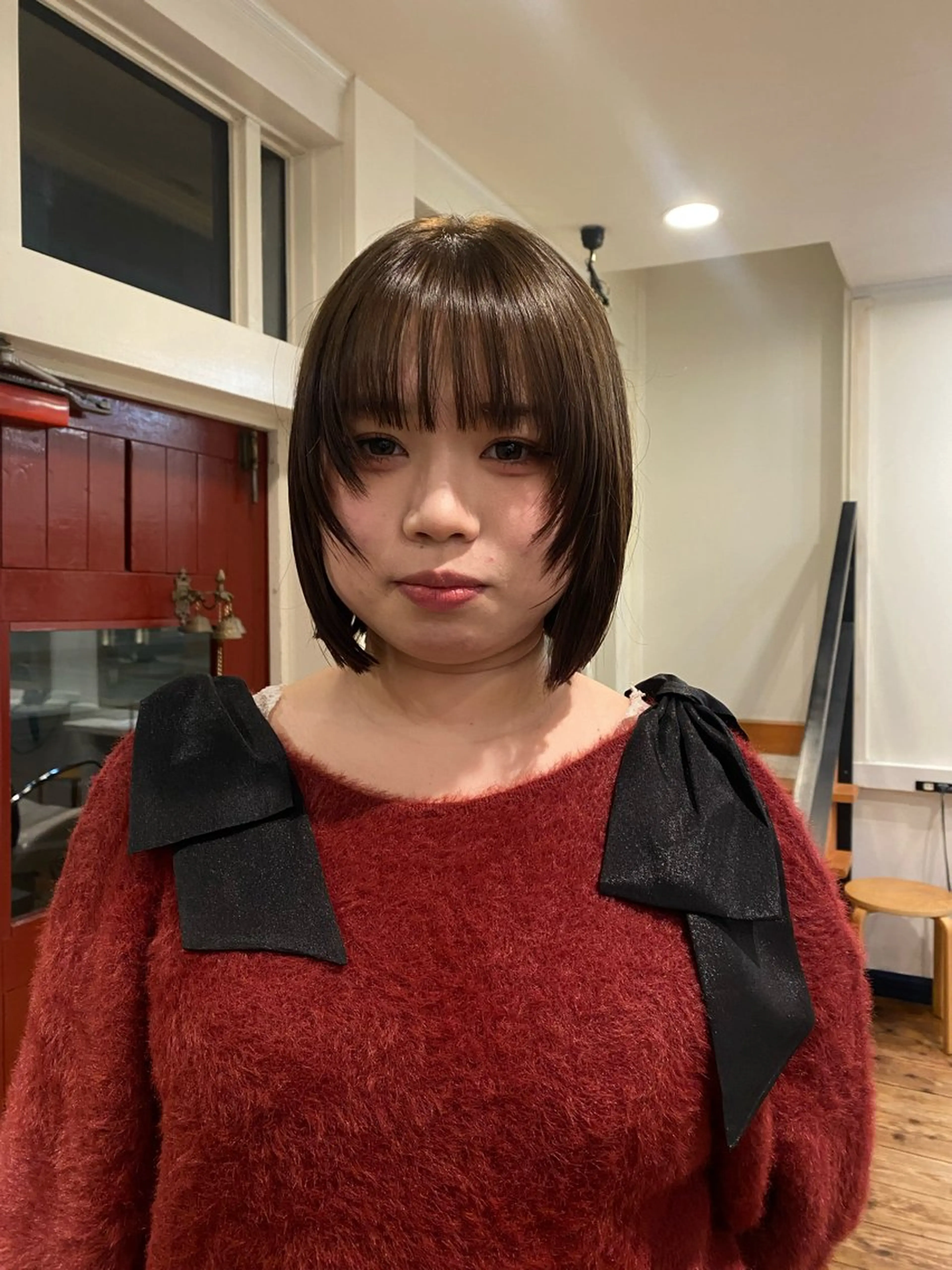 ショート ボブ 顔周りカット カット ソノダ リコのヘアスタイル